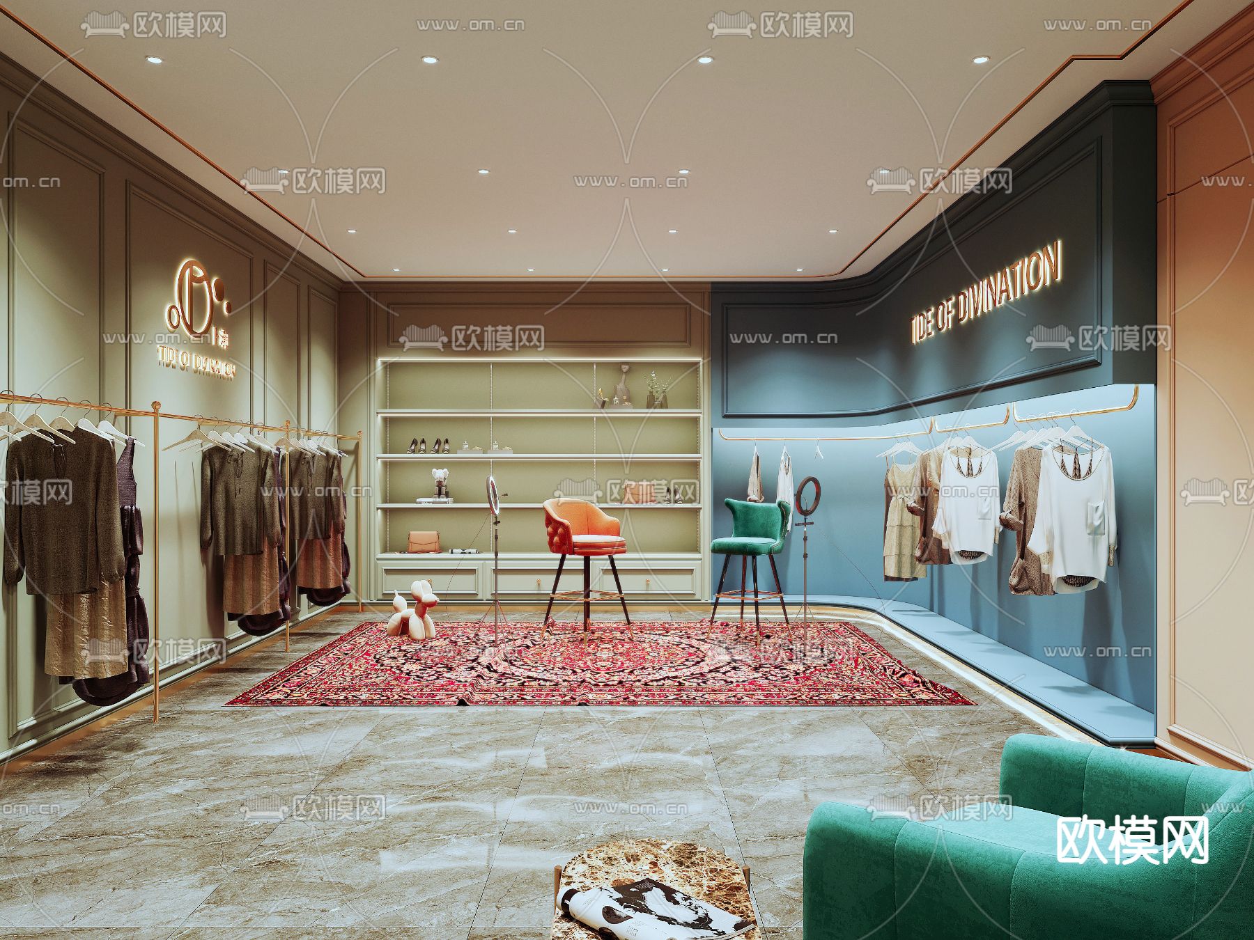 现代服装店直播间3d模型下载（渲染图1）