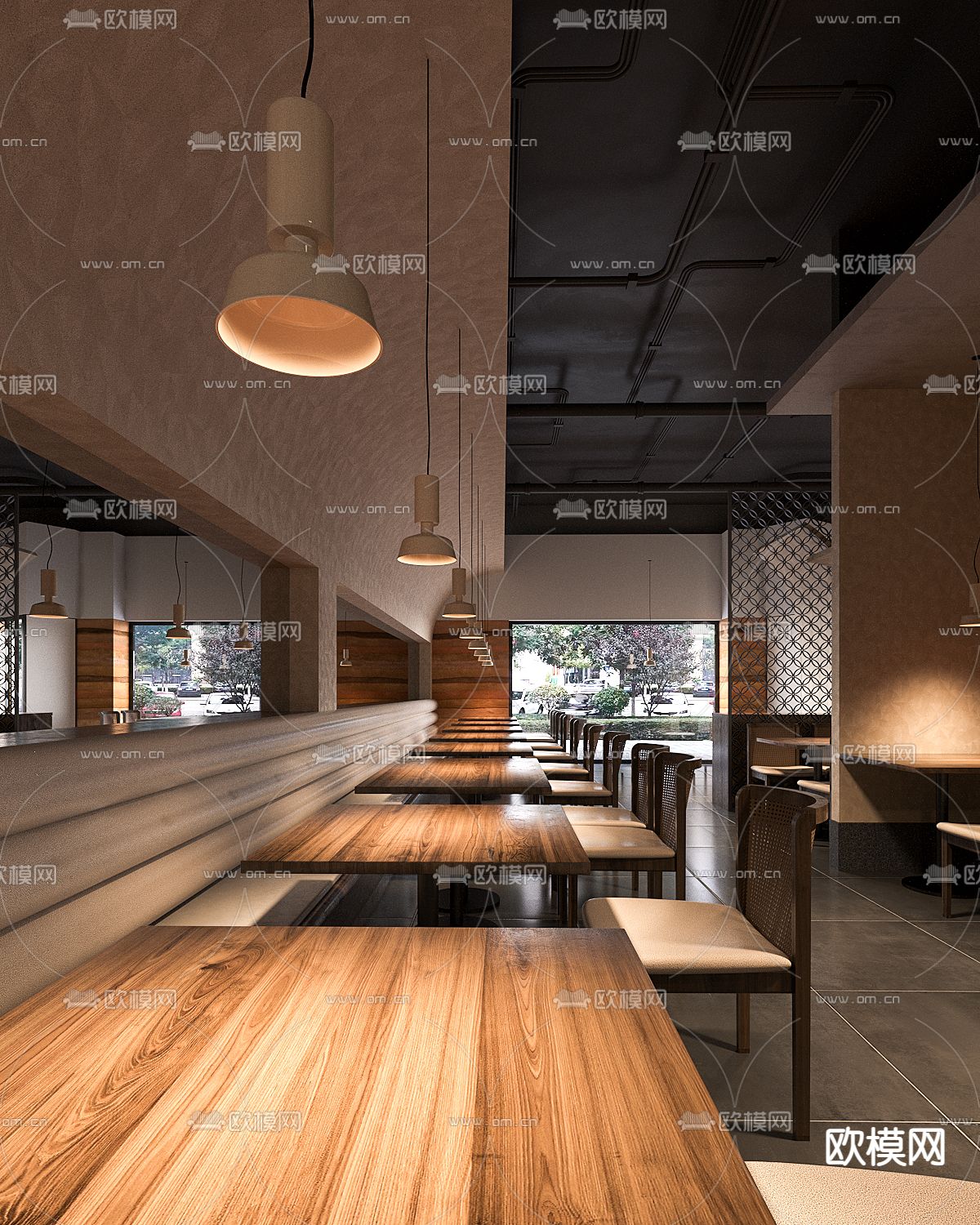 侘寂农家菜馆3d模型下载（渲染图3）