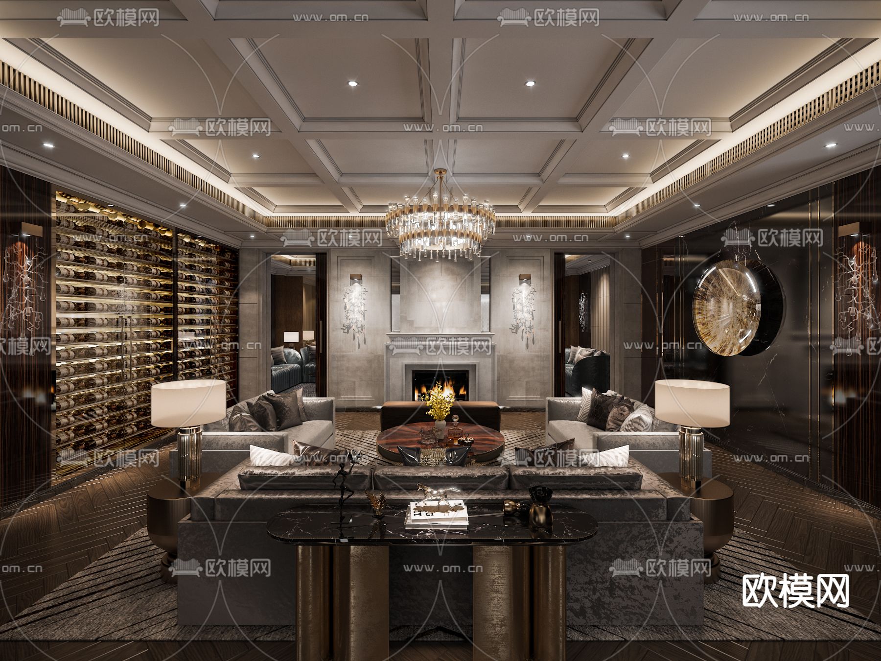 欧式轻奢休闲区3d模型下载