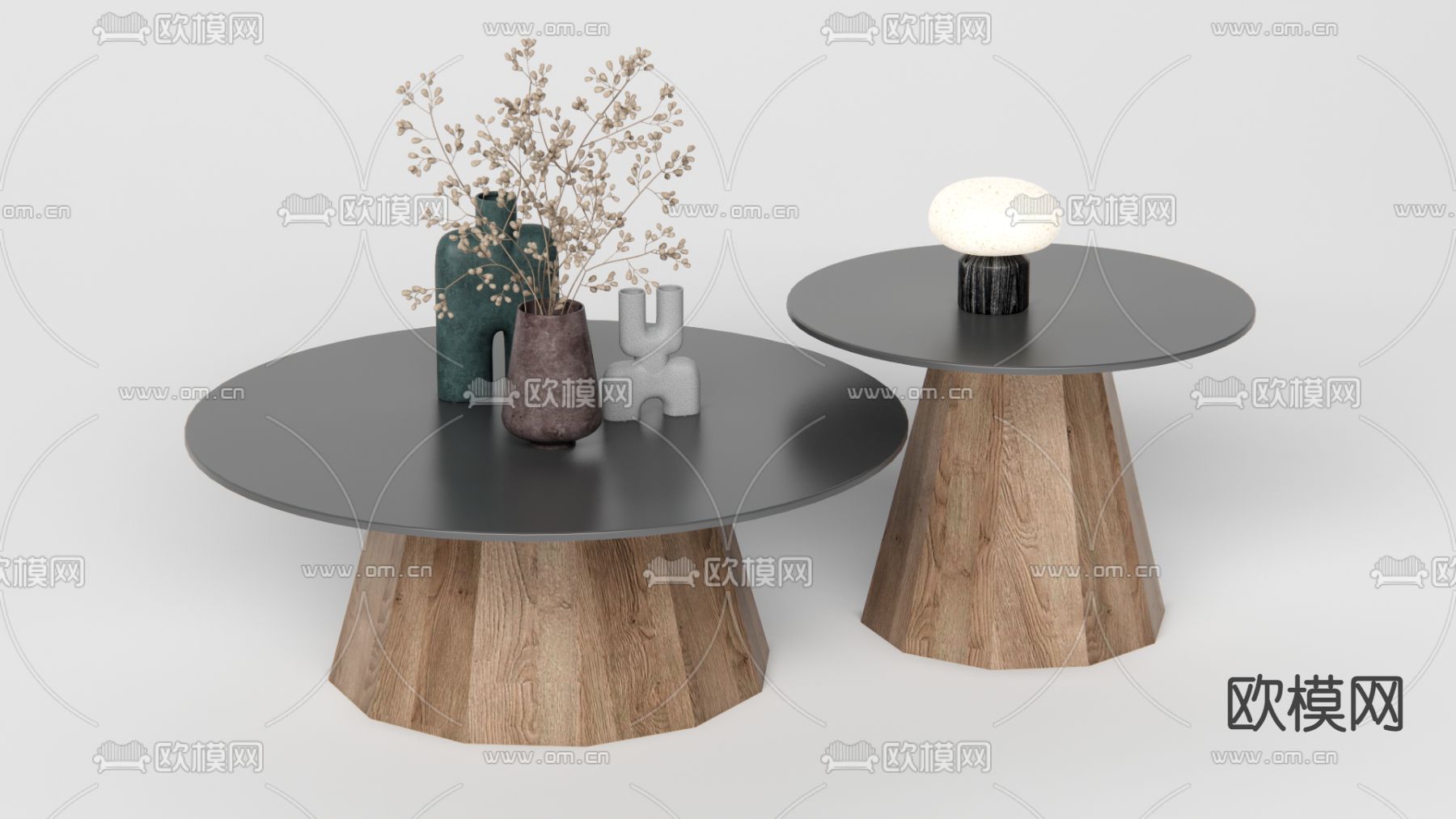 侘寂子母茶几su模型下载（渲染图1）