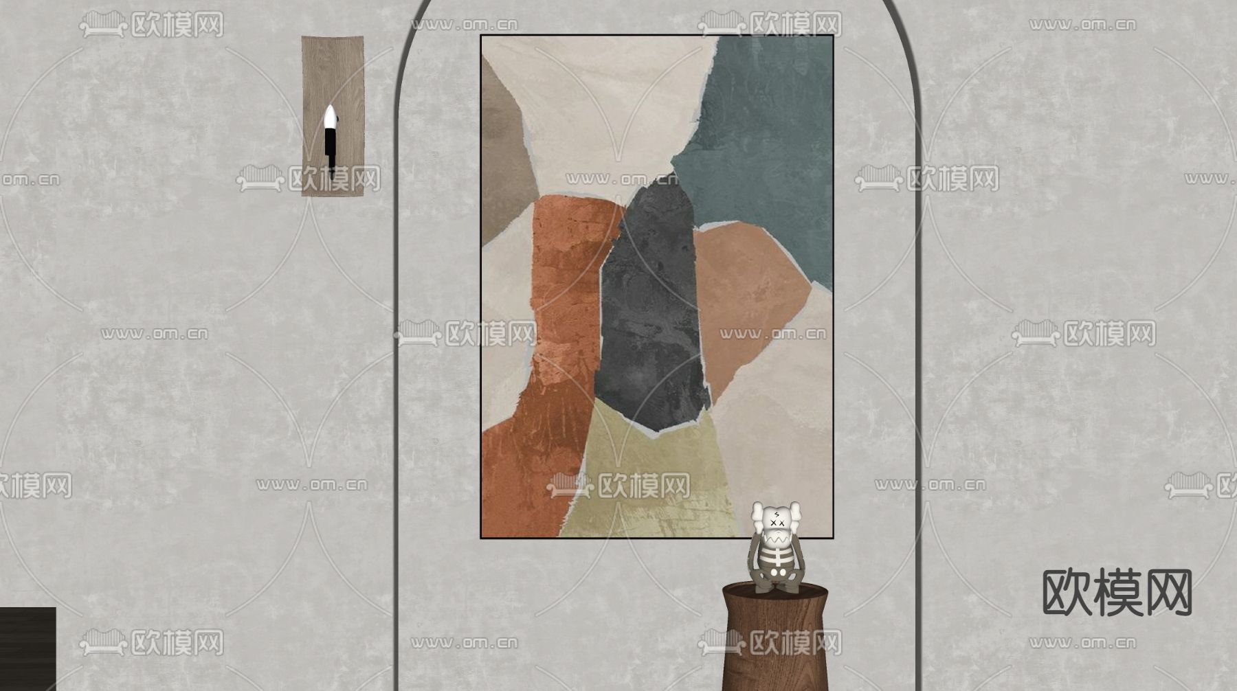 侘寂风装饰画su模型