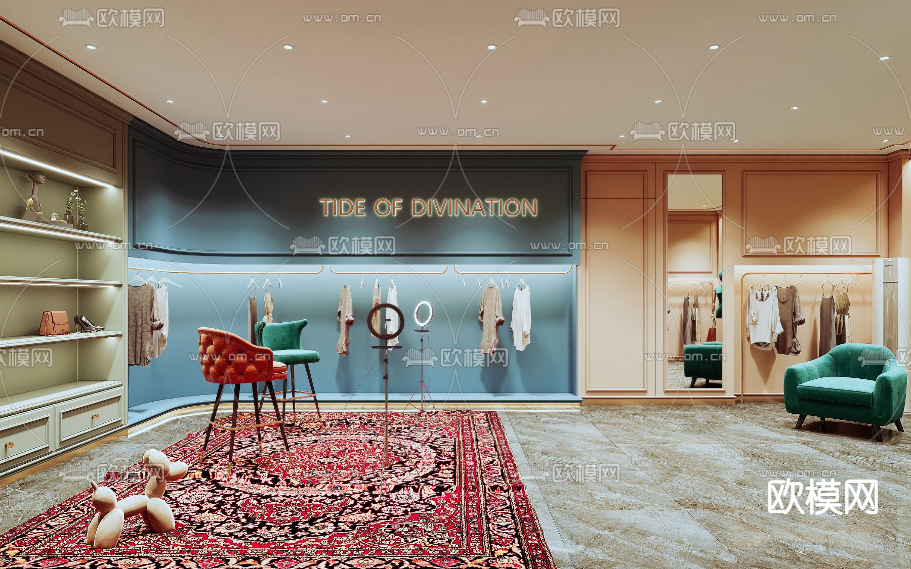 现代服装店直播间3d模型下载（渲染图4）