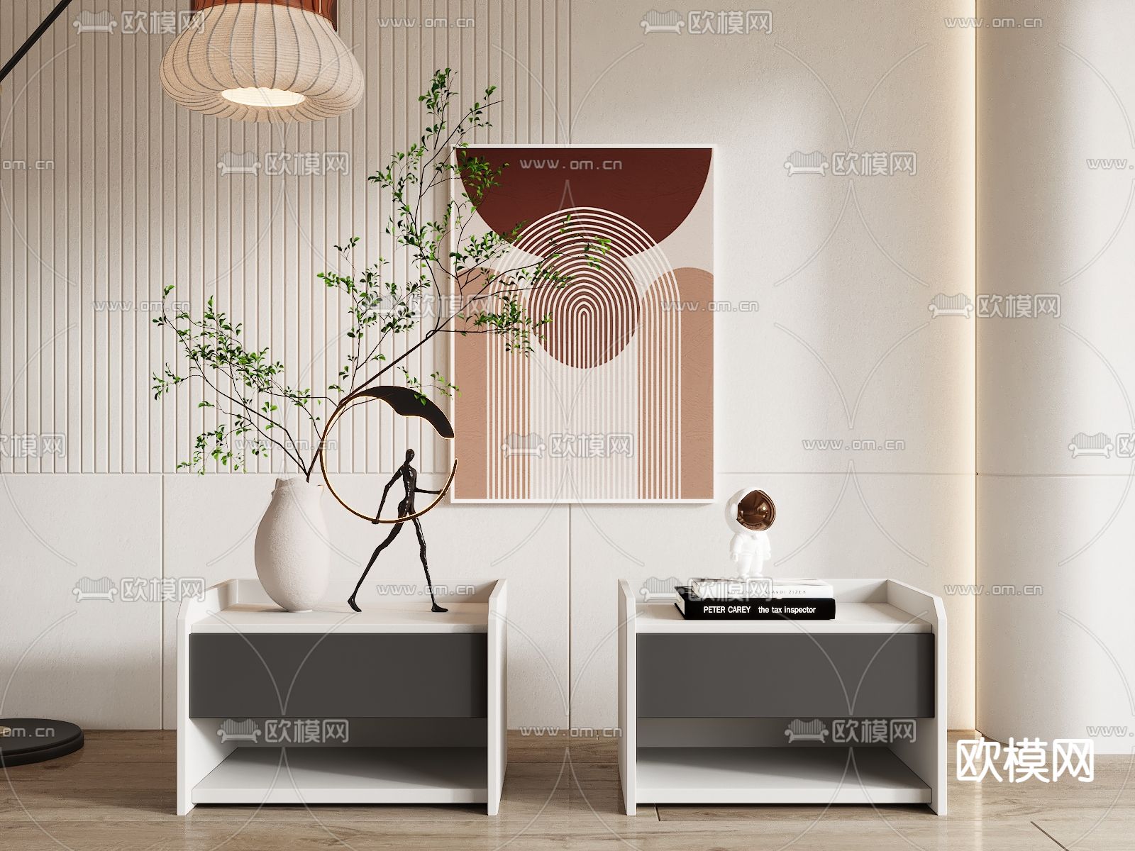 现代烤漆床头柜3d模型下载