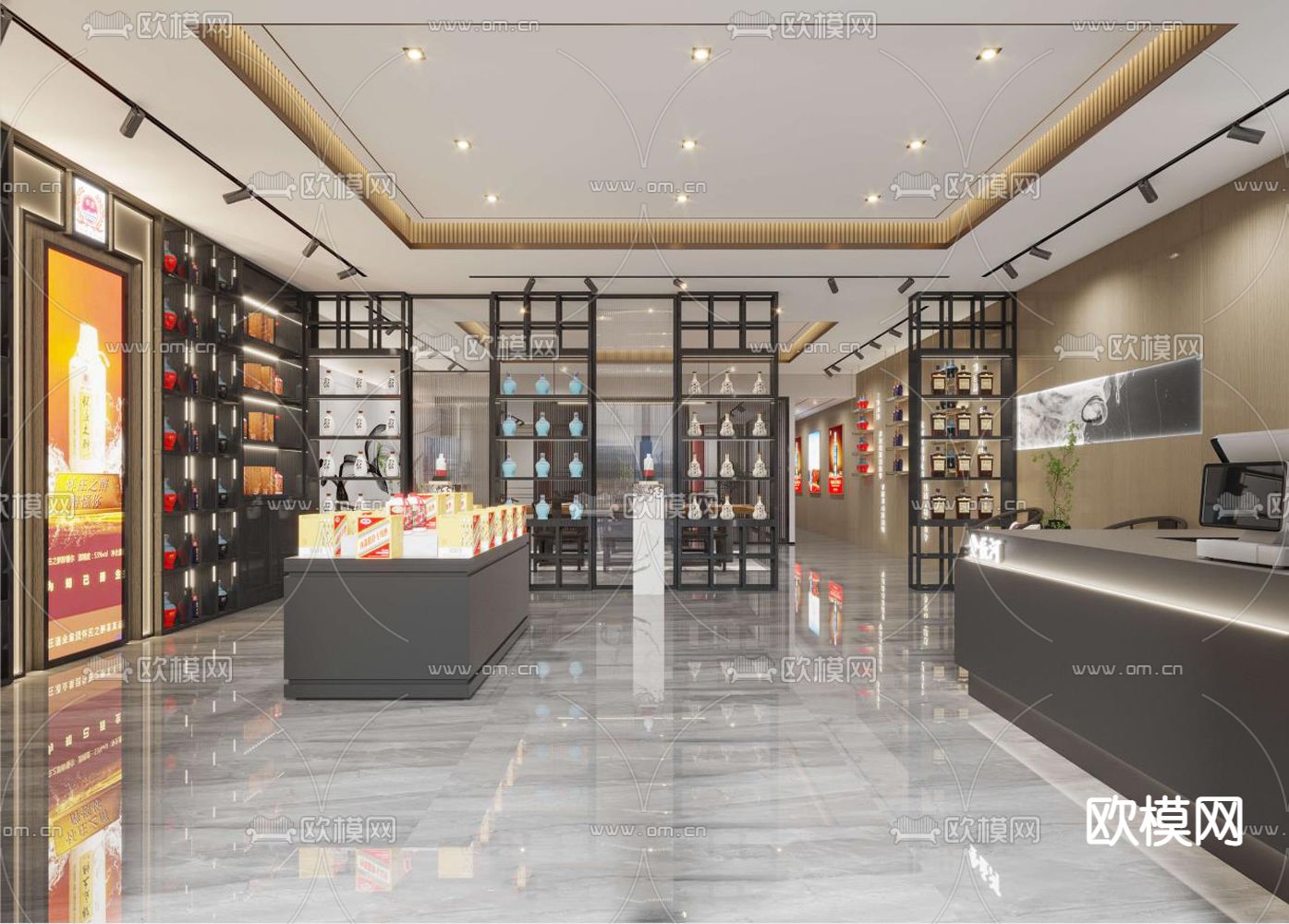 新中式烟酒专卖店3d模型