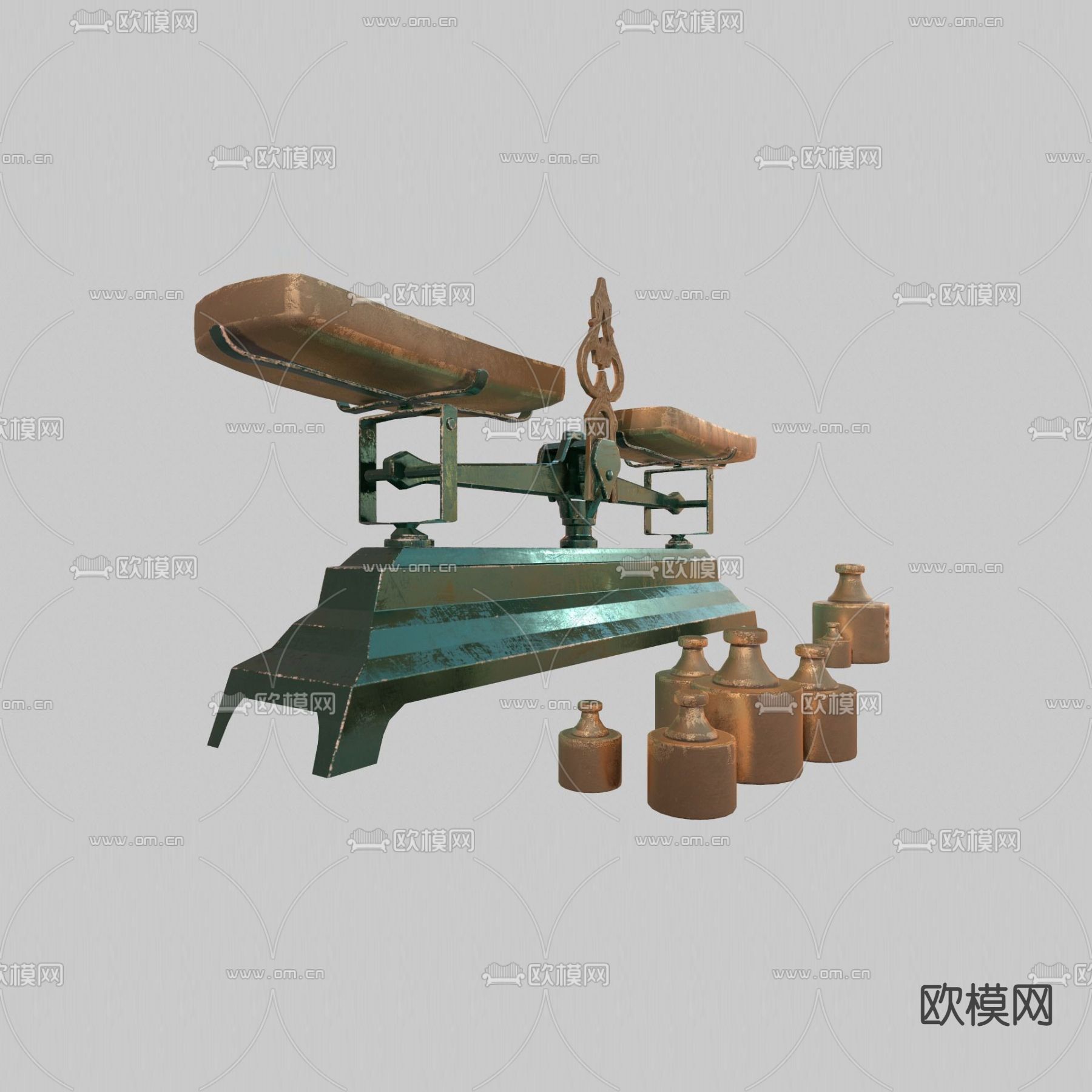 欧式古典做旧天平砝码摆件免费3d模型
