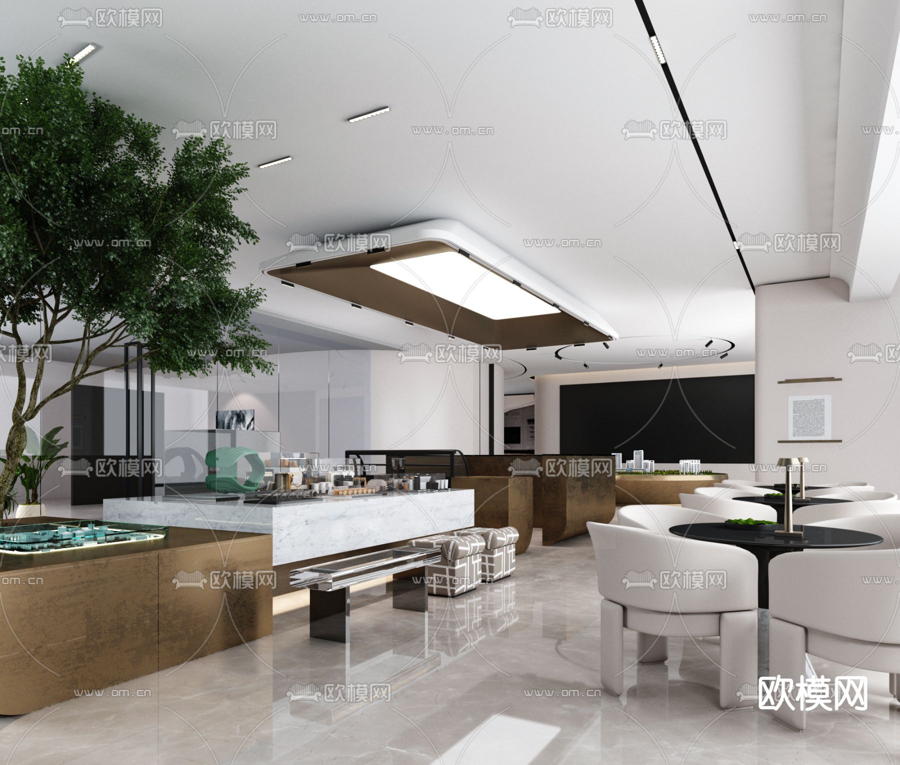 矩阵纵横 现代售楼处洽谈区3d模型