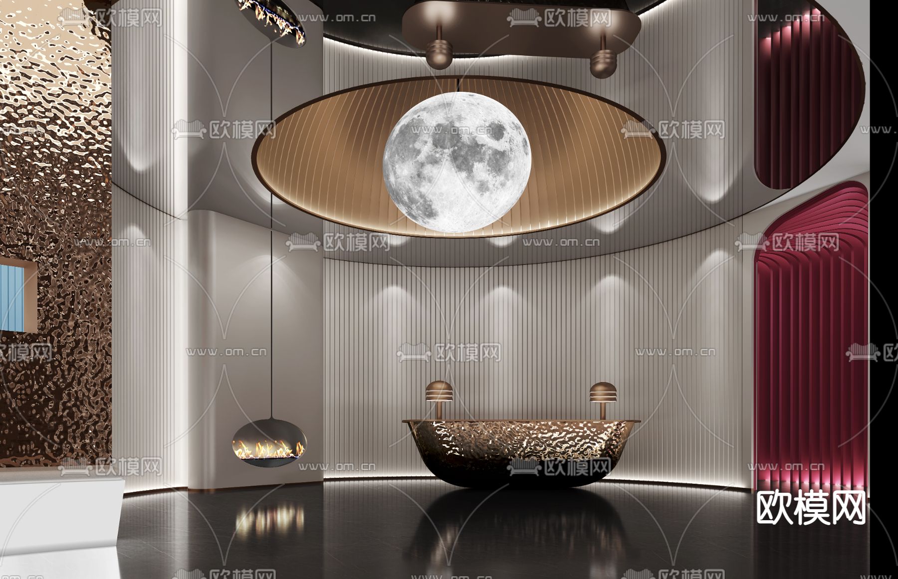 现代洗浴中心前厅3d模型
