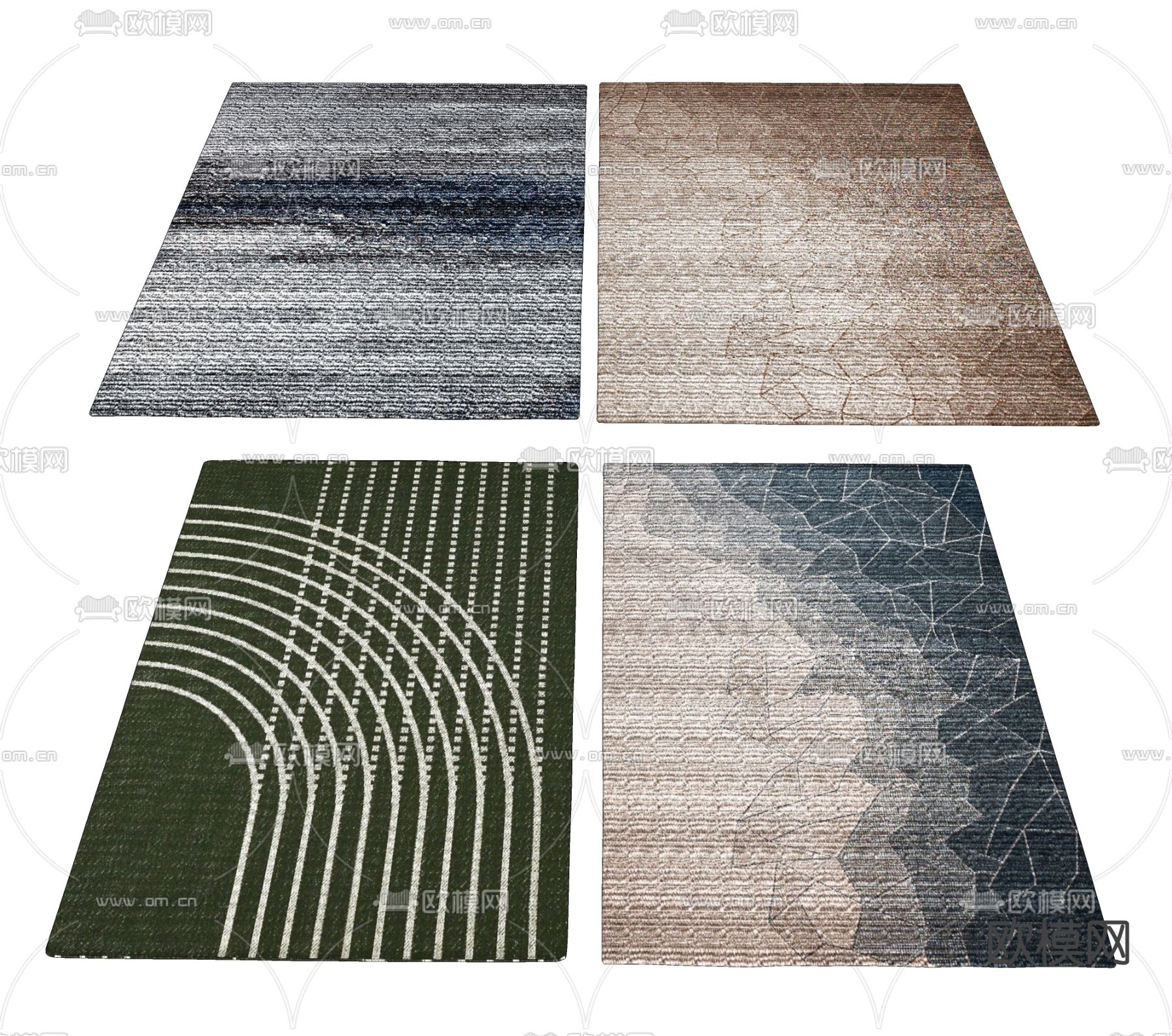现代布艺地毯su模型下载（渲染图2）