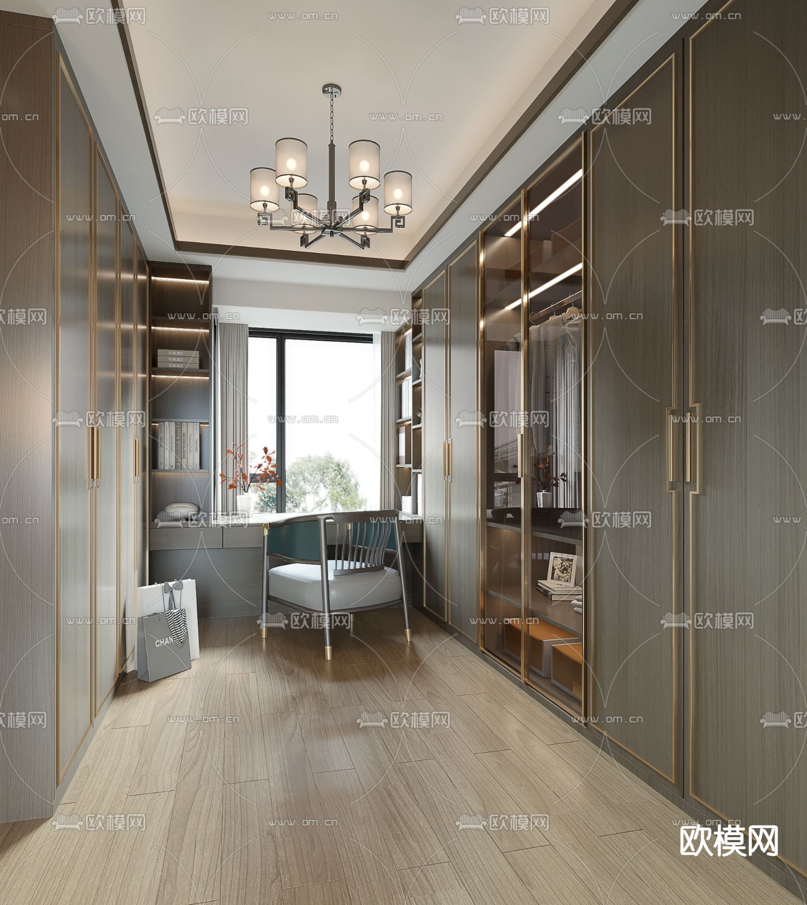 新中式衣帽间3d模型下载