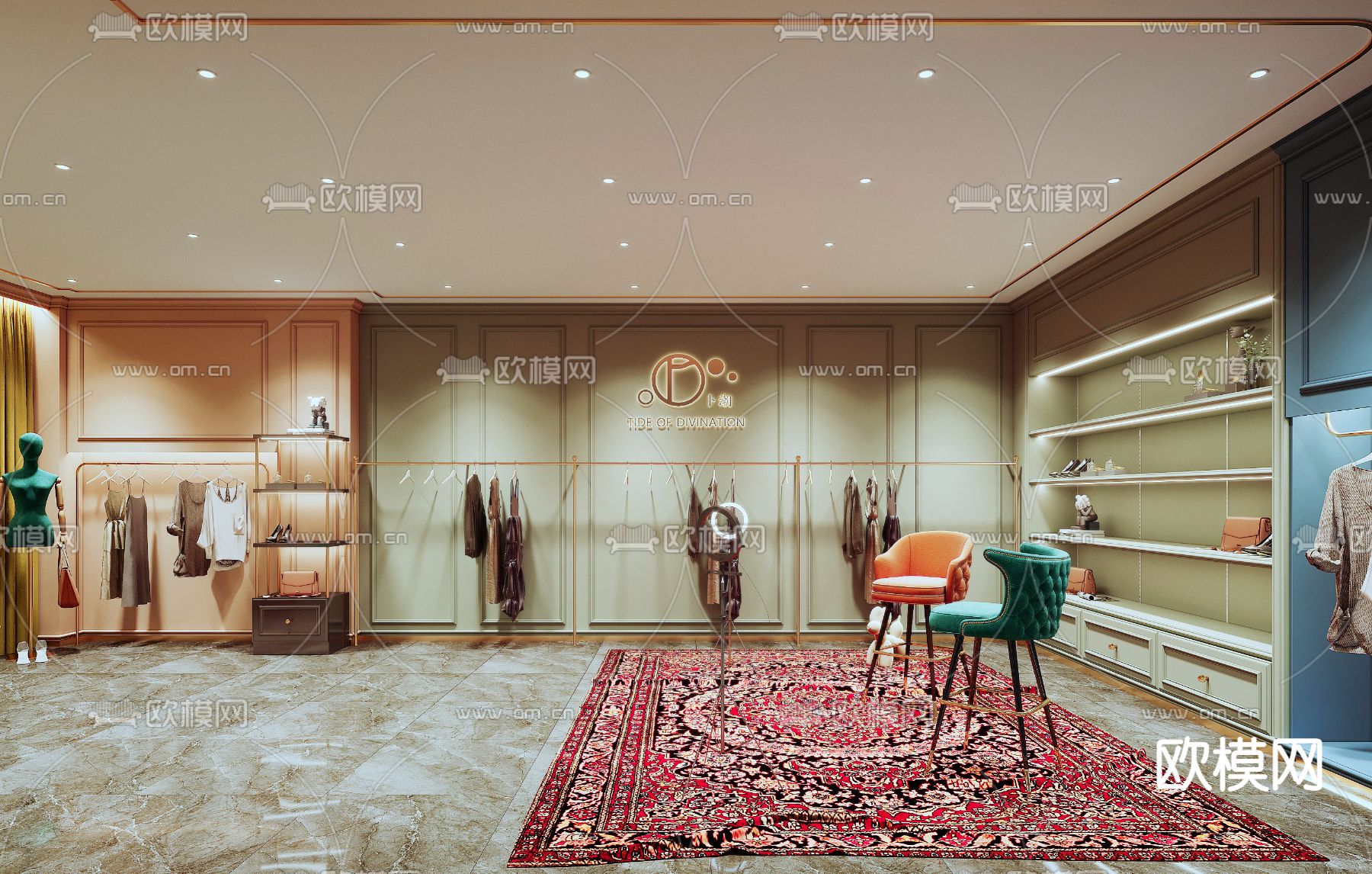 现代服装店直播间3d模型下载（渲染图3）