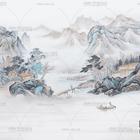 中式水墨山水壁画贴图