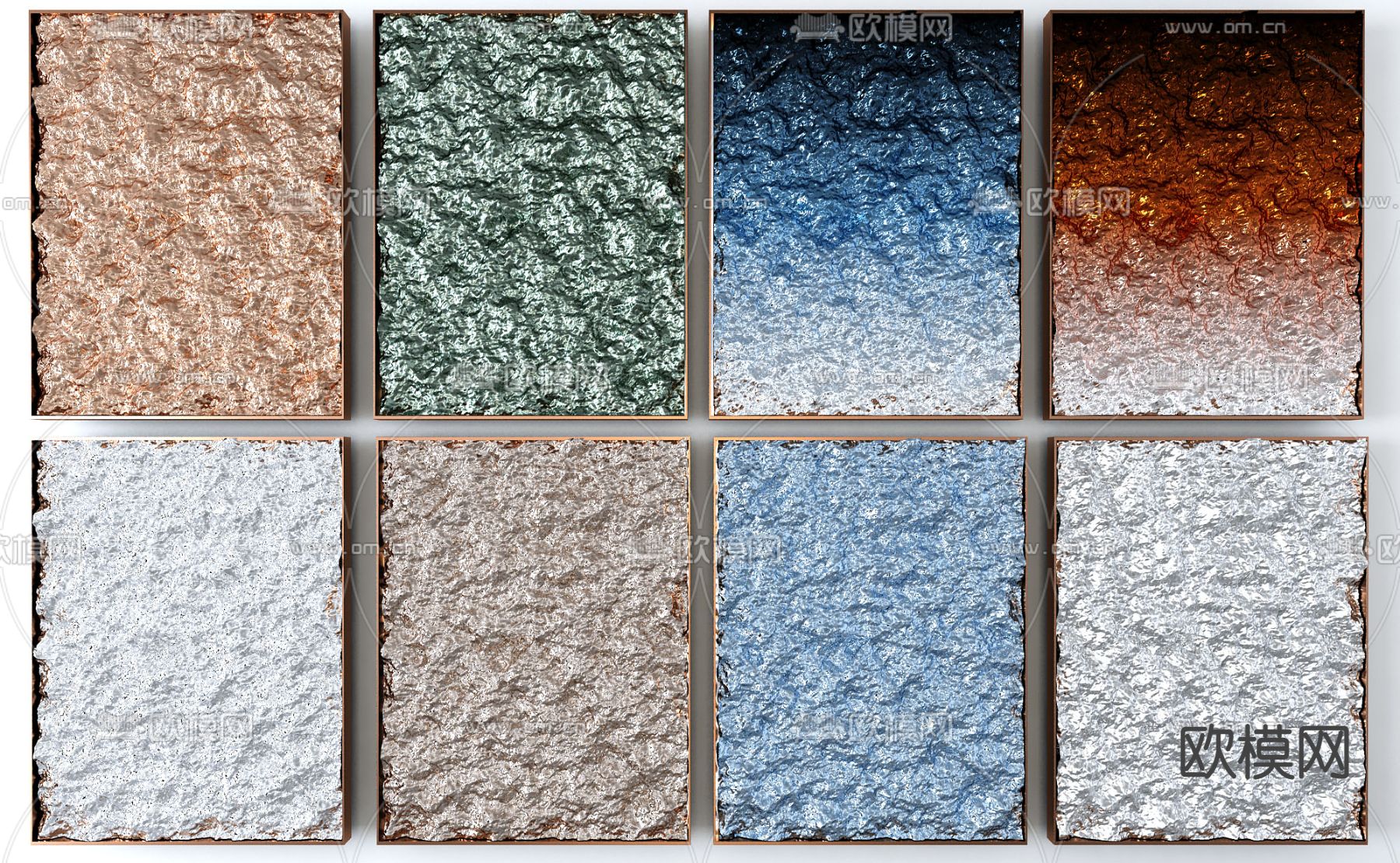 现代渐变岩石纹立体装饰画3d模型下载