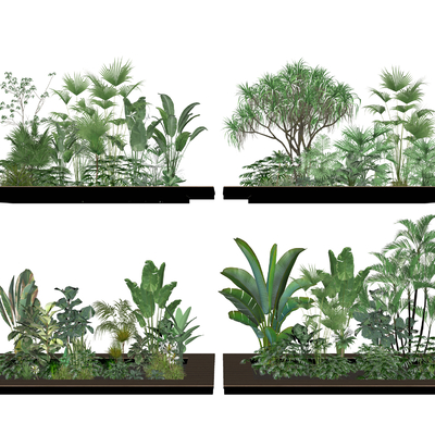  现代植物堆绿植堆灌木小品su模型 