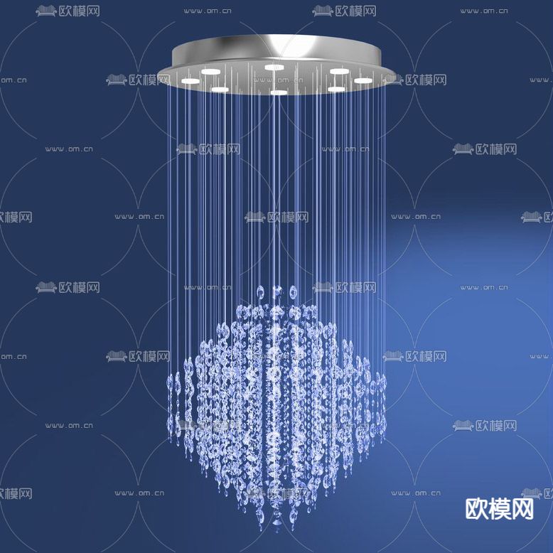 现代轻奢不锈钢水晶艺术吊灯免费3d模型下载