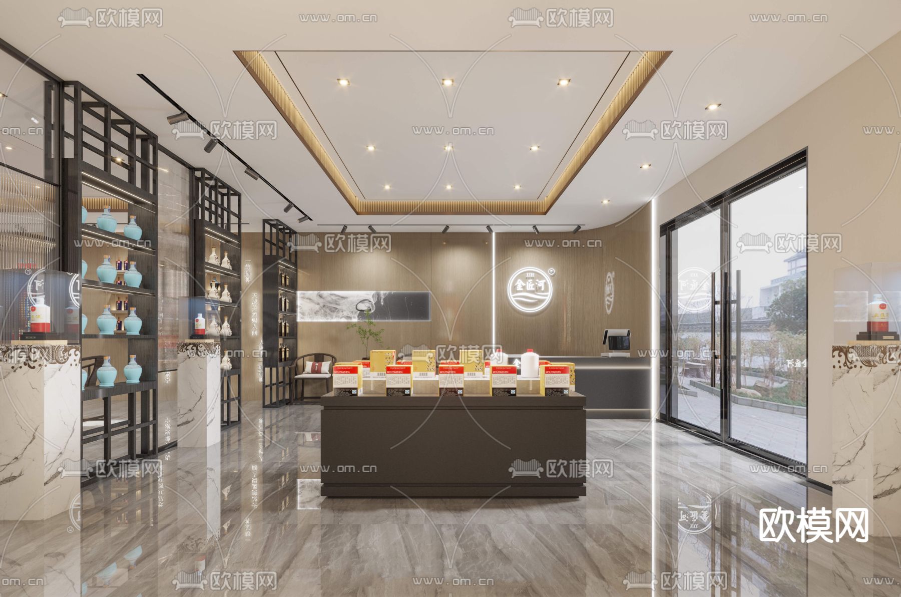 新中式烟酒专卖店3d模型