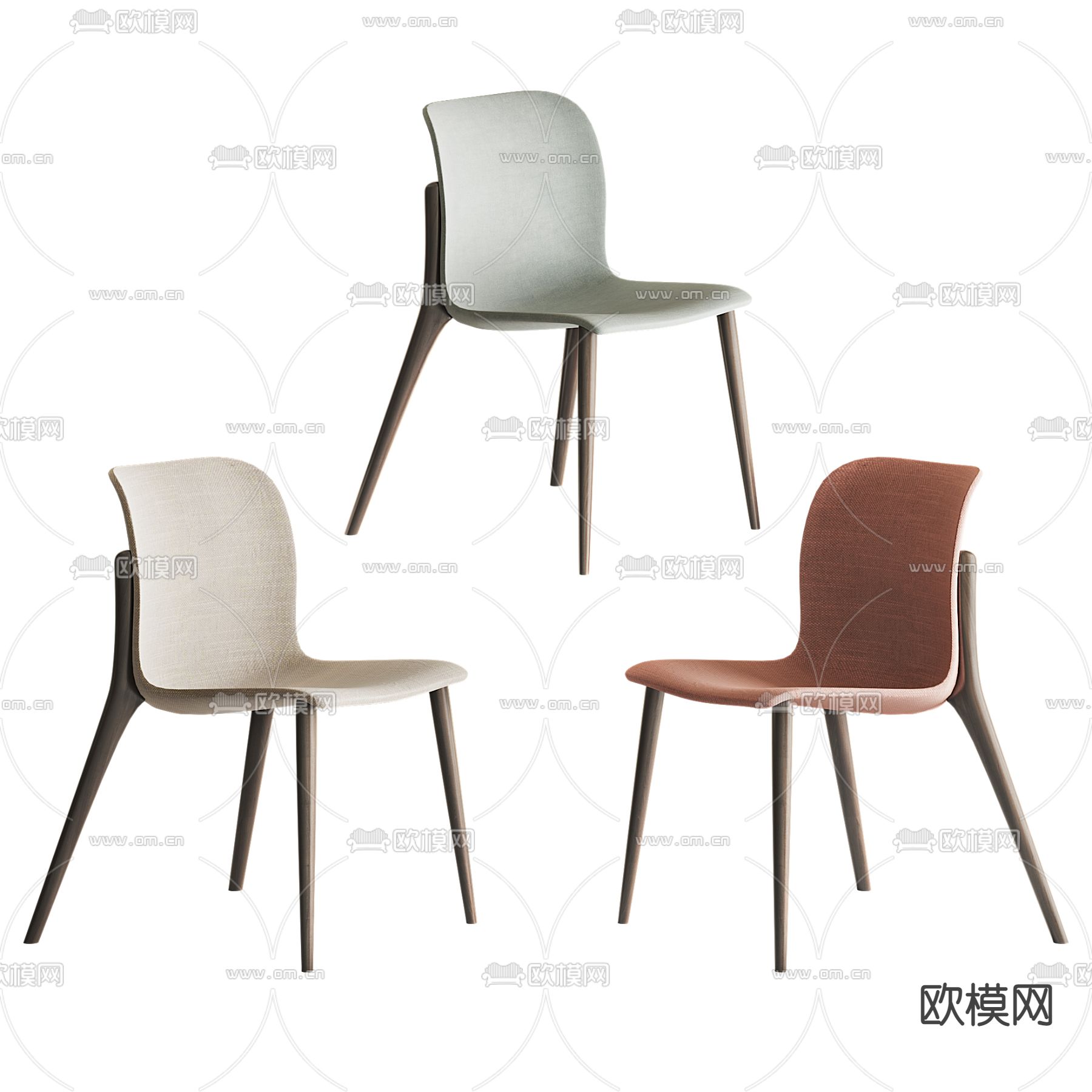 现代橙色单椅餐椅3d模型下载