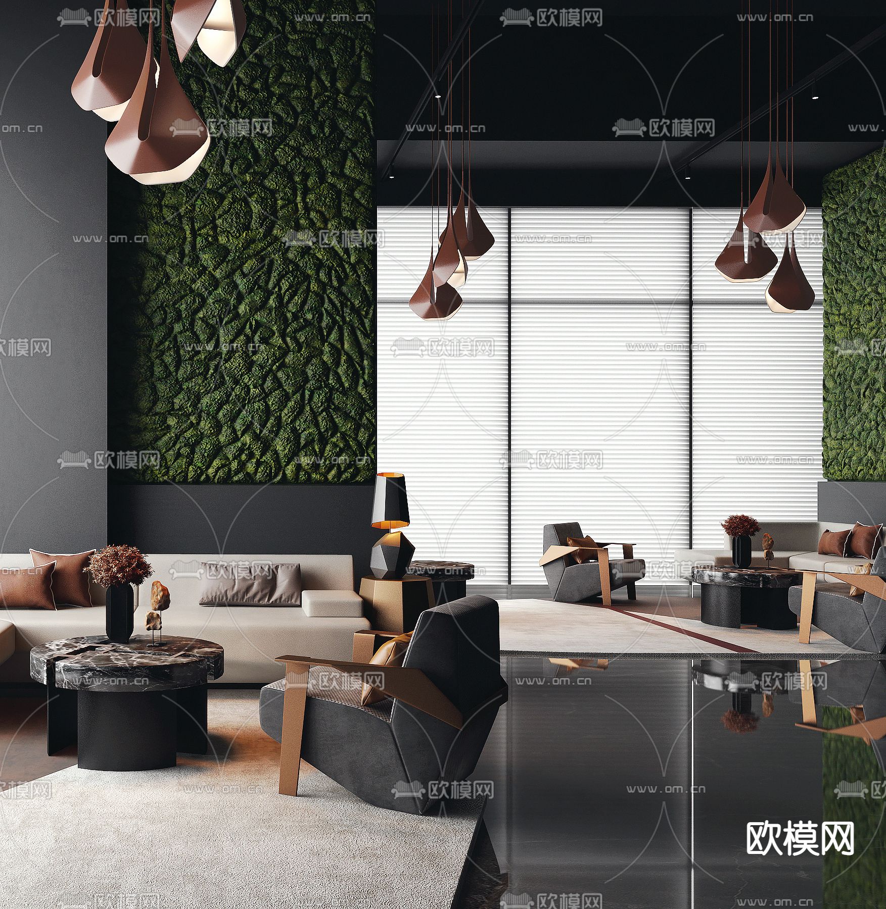 布鲁盟设计 现代售楼处洽谈区3d模型