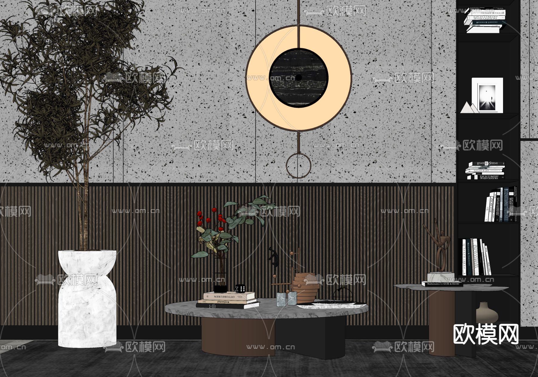 现代轻奢茶几su模型下载（渲染图2）