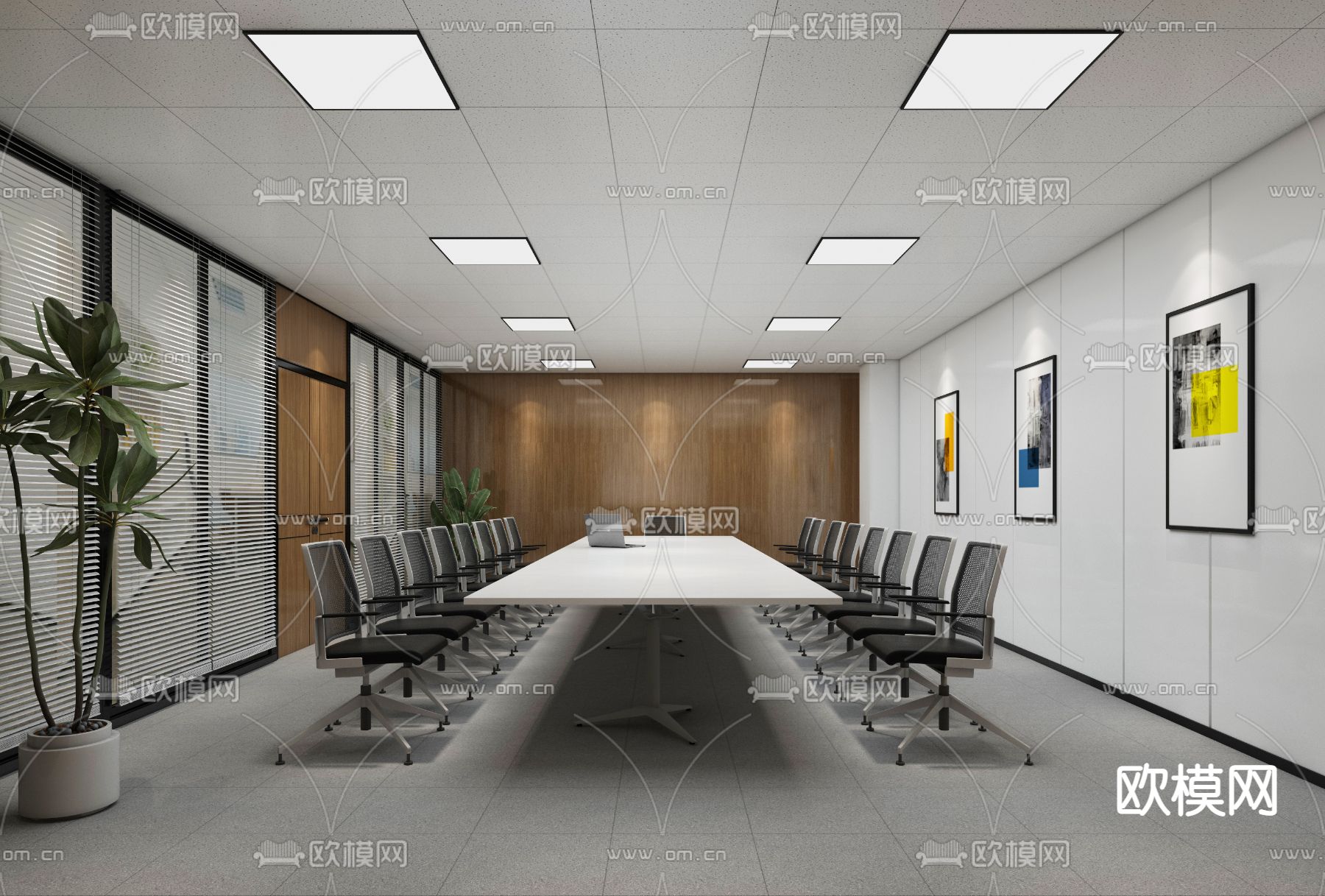 现代会议室免费3d模型下载（渲染图2）