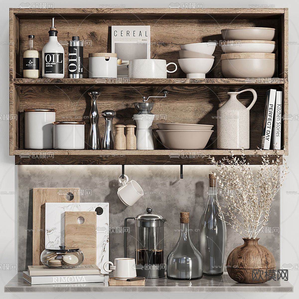 现代厨房用品su模型下载（渲染图1）