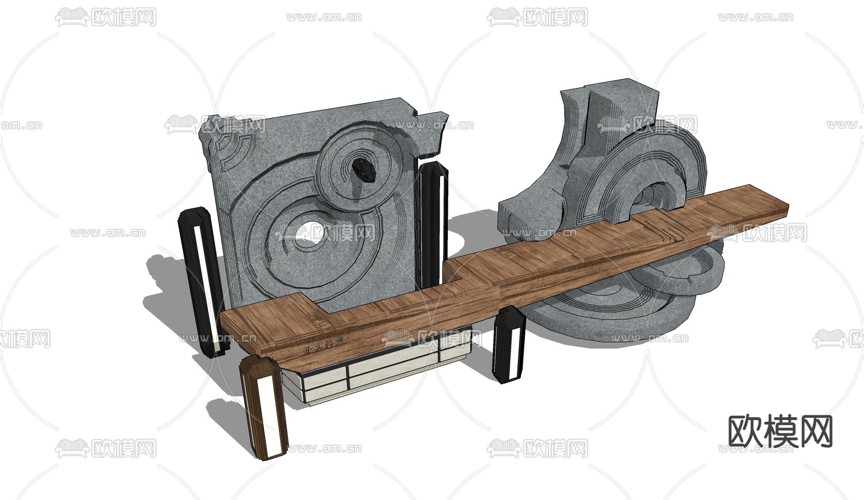 日式前台接待台su模型下载（渲染图3）