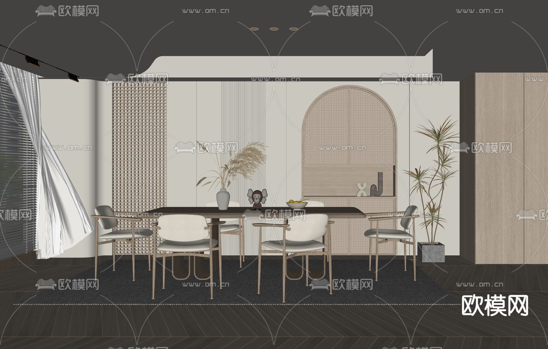 侘寂风餐厅su模型