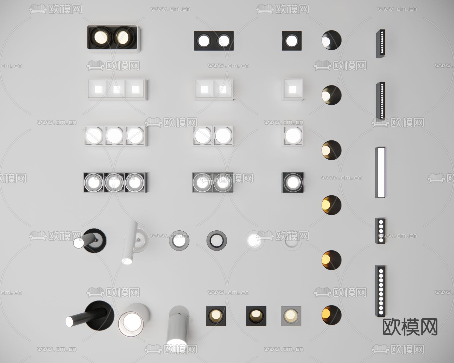 现代筒灯射灯su模型下载（渲染图2）
