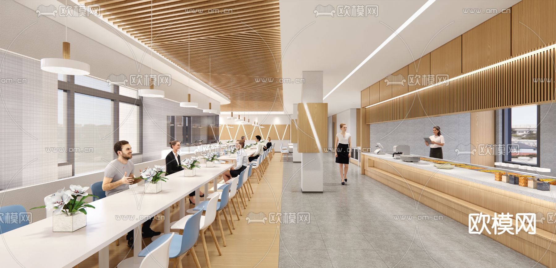 现代员工食堂su模型
