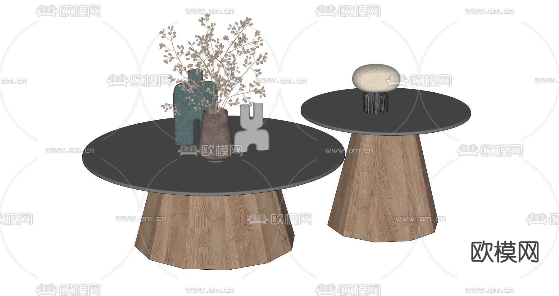 侘寂子母茶几su模型下载（渲染图2）