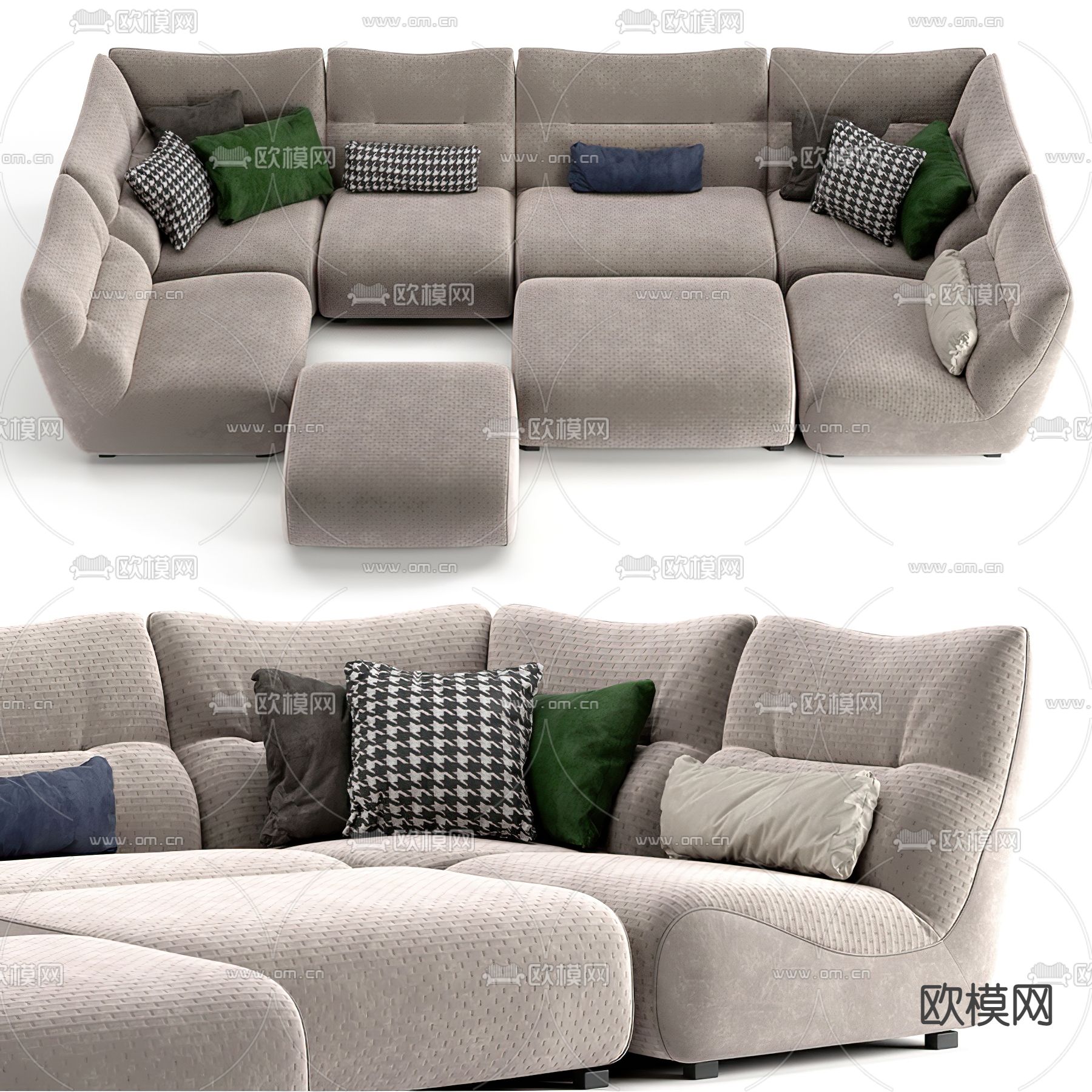 现代组合拼接多人沙发3d模型下载_ID12007493_3dmax免费模型-欧模网