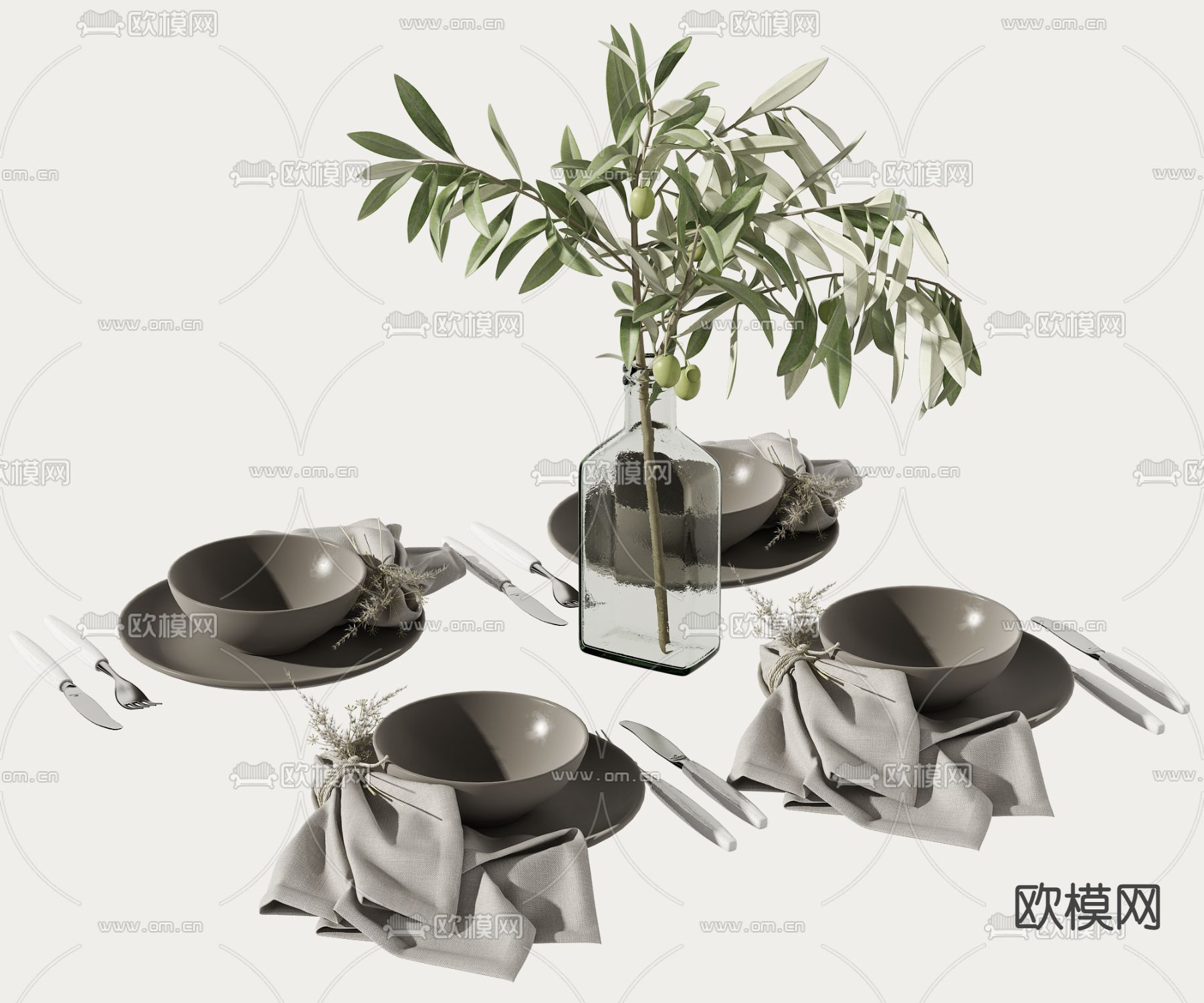 现代刀叉餐具3d模型下载