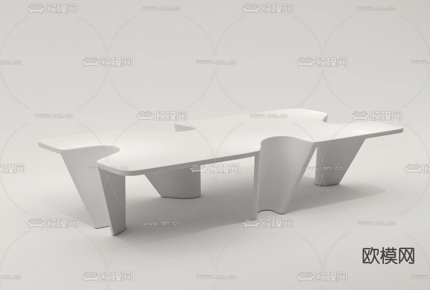 现代异形餐桌免费3d模型下载（渲染图1）