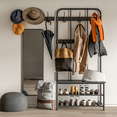  现代挂衣钩挂衣架挂衣杆su模型 