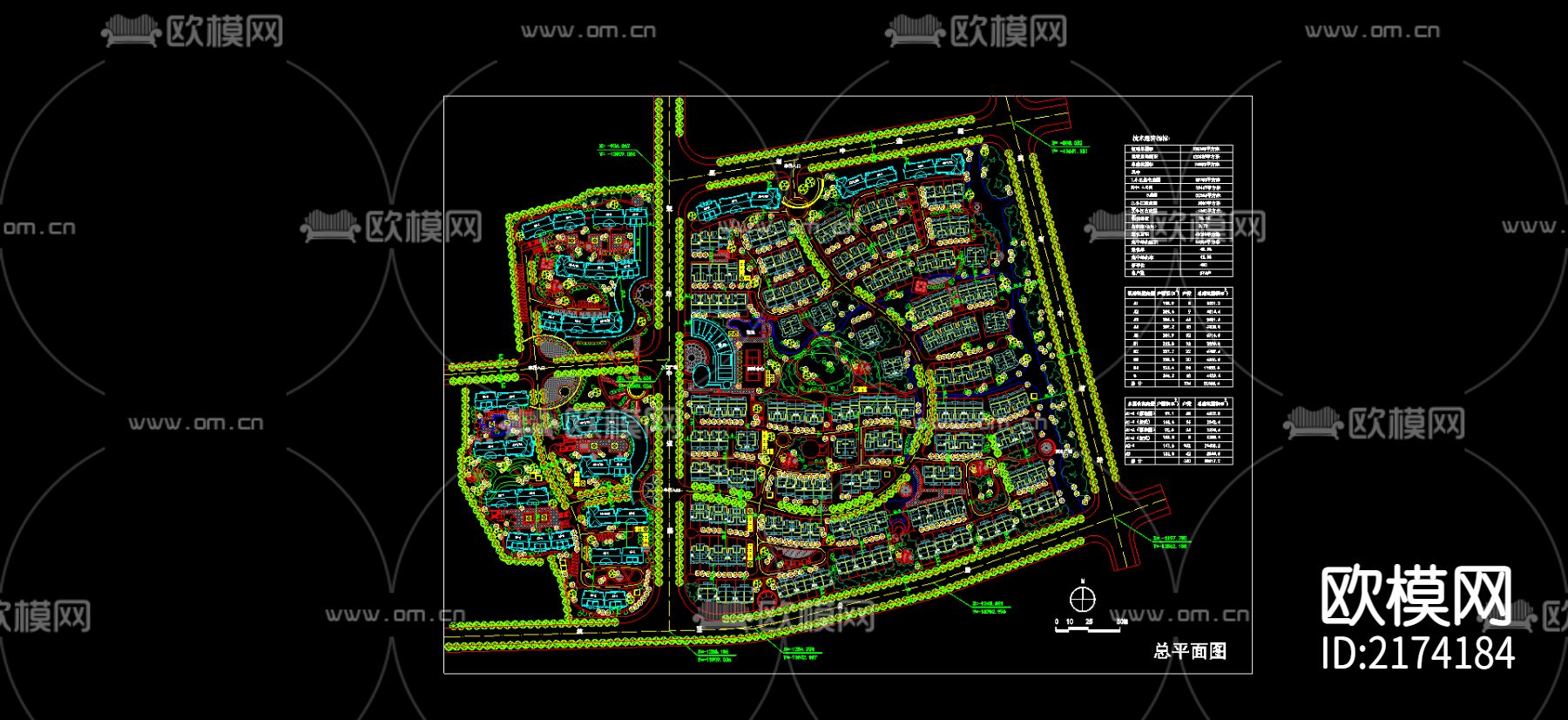 高档住宅区平面cad图库下载（渲染图3）