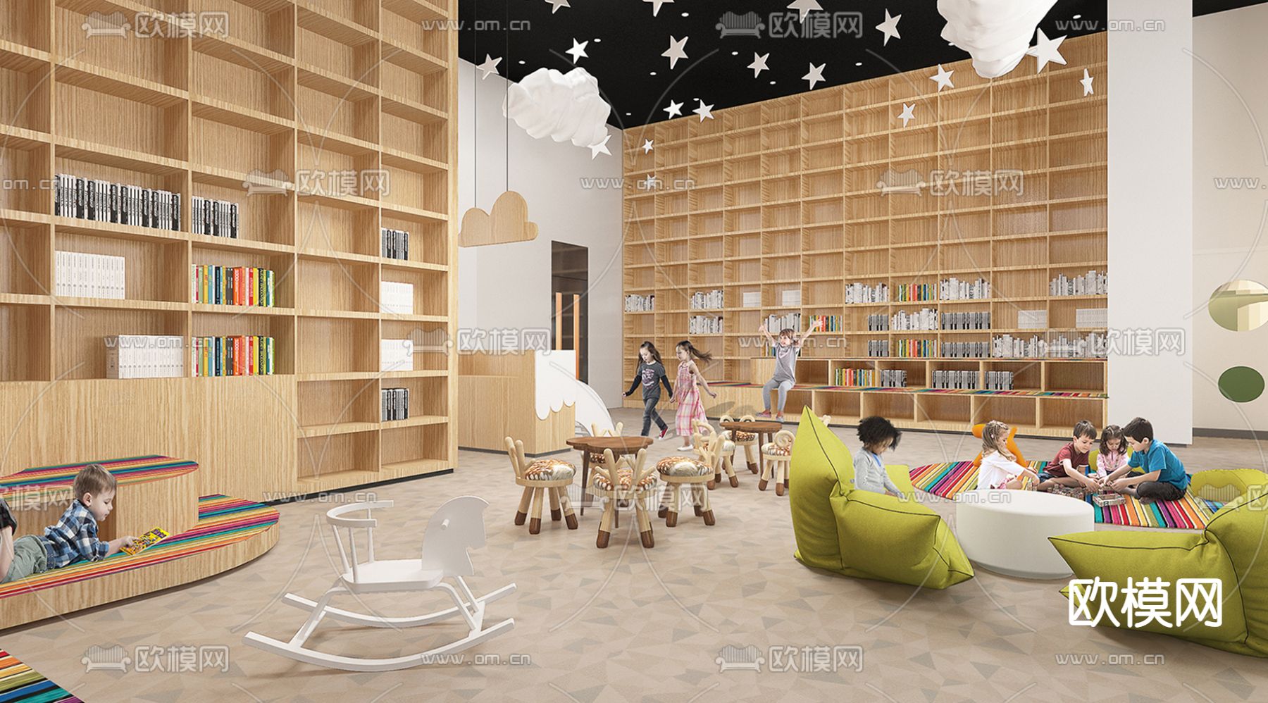 现代儿童书店3d模型下载（渲染图3）