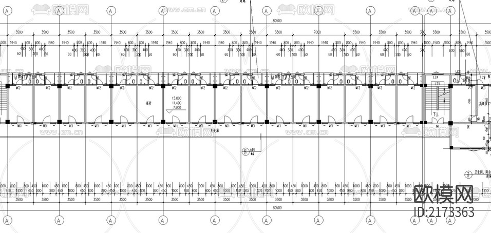 大學(xué)宿舍CAD施工圖下載(渲染圖4)