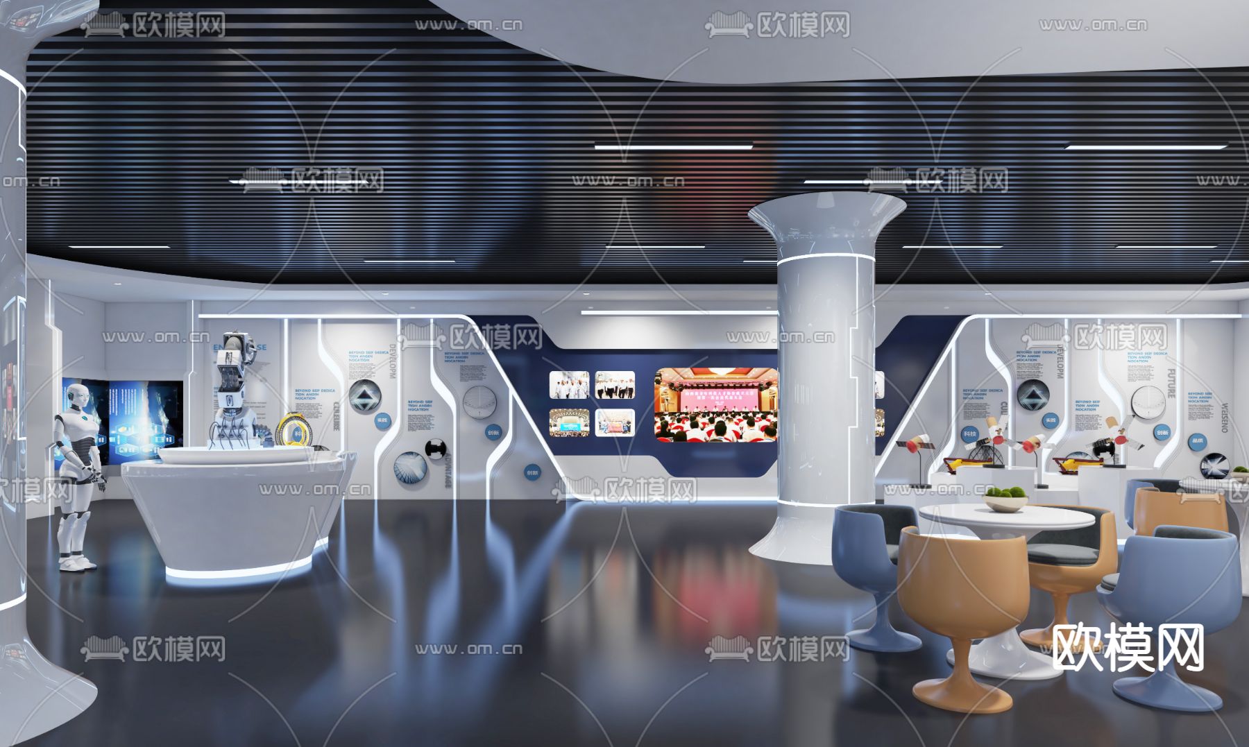 现代科技馆展厅3d模型
