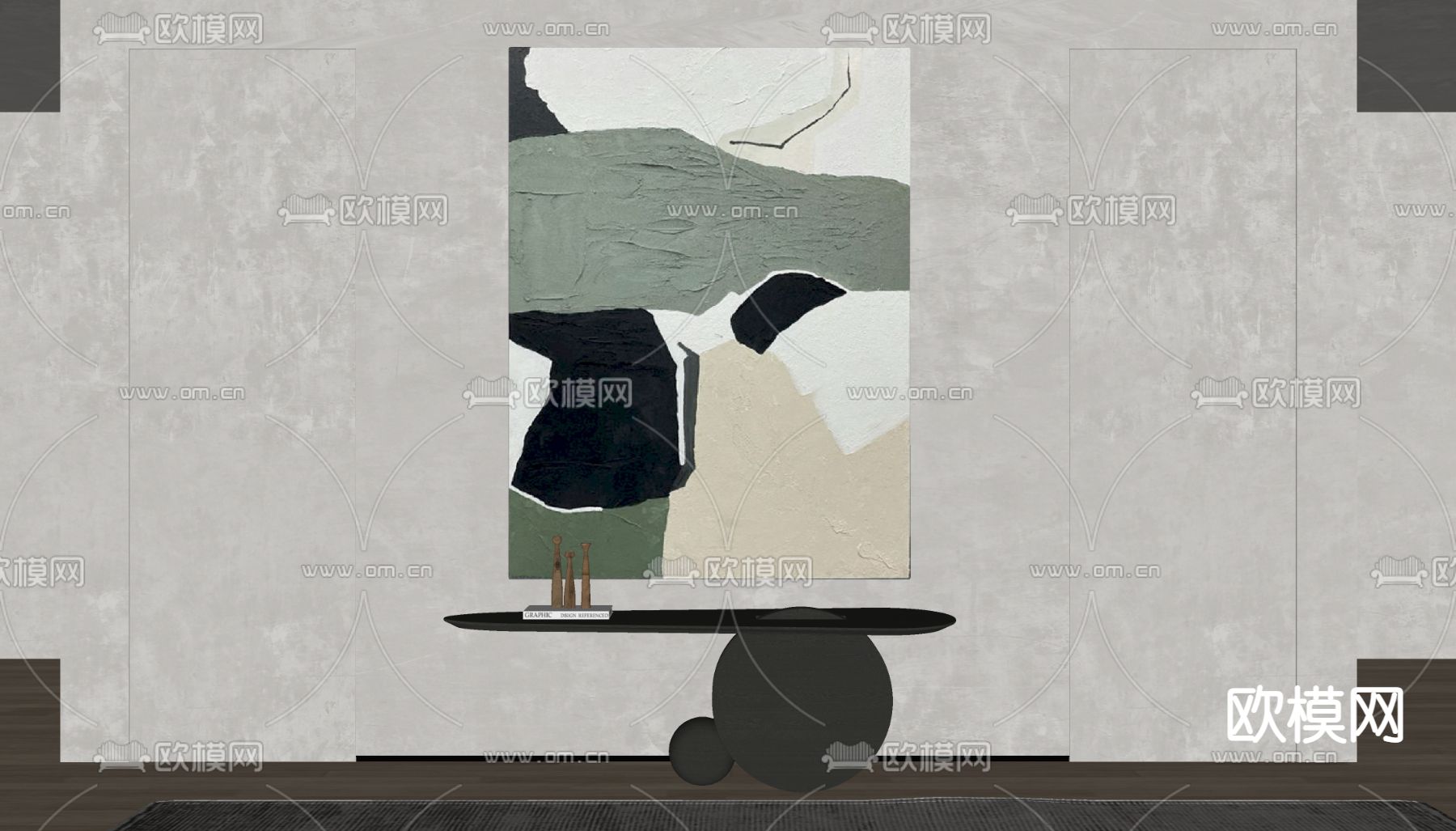 侘寂风装饰画su模型下载（渲染图2）