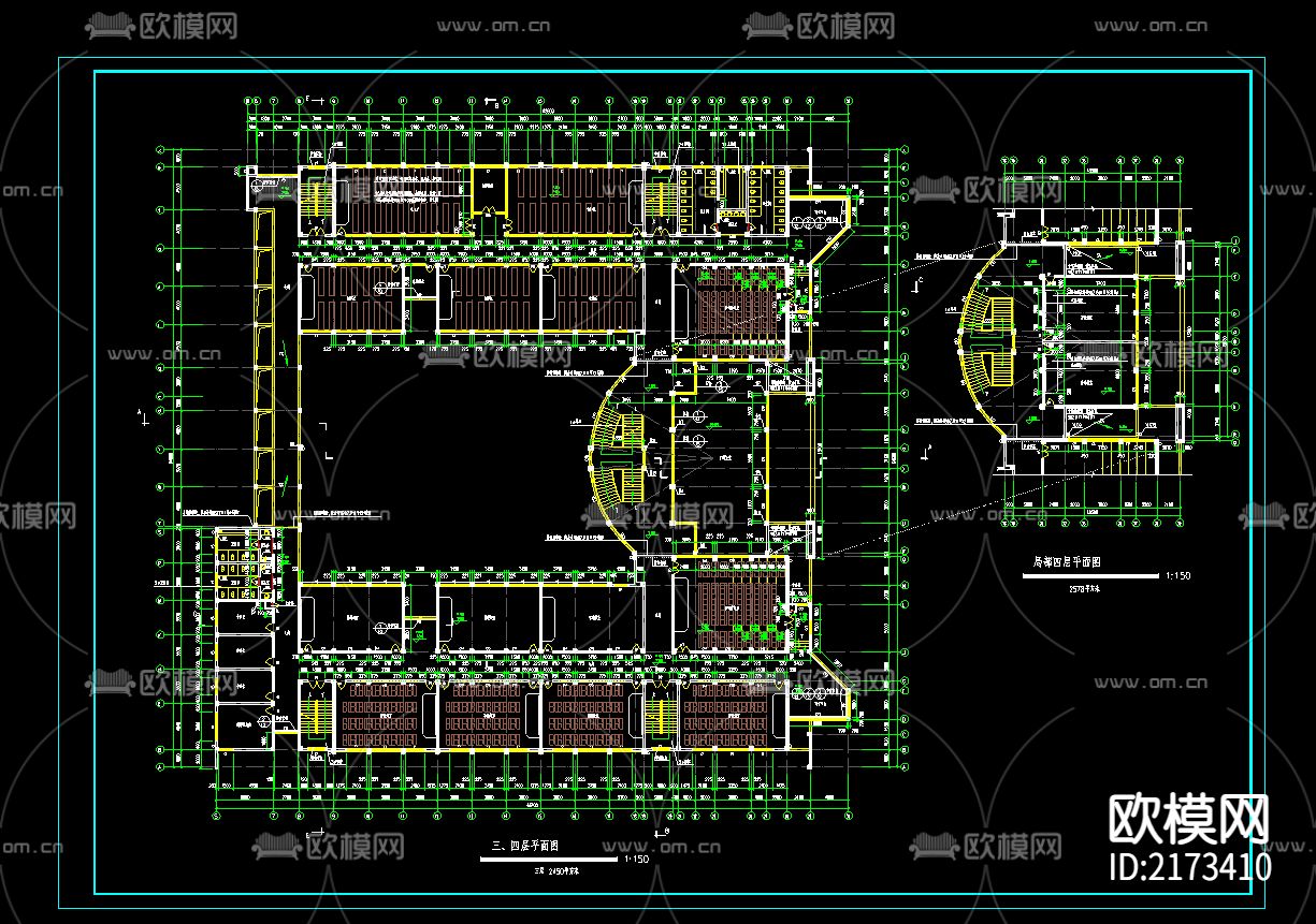 教学楼全套建筑CAD施工图下载（渲染图3）