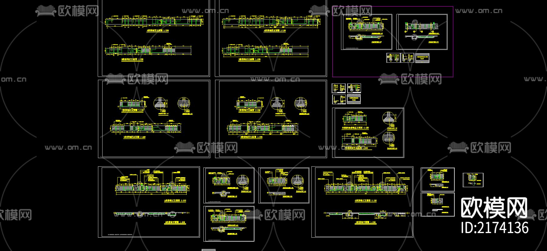 大渡河路围墙cad施工图下载（渲染图4）