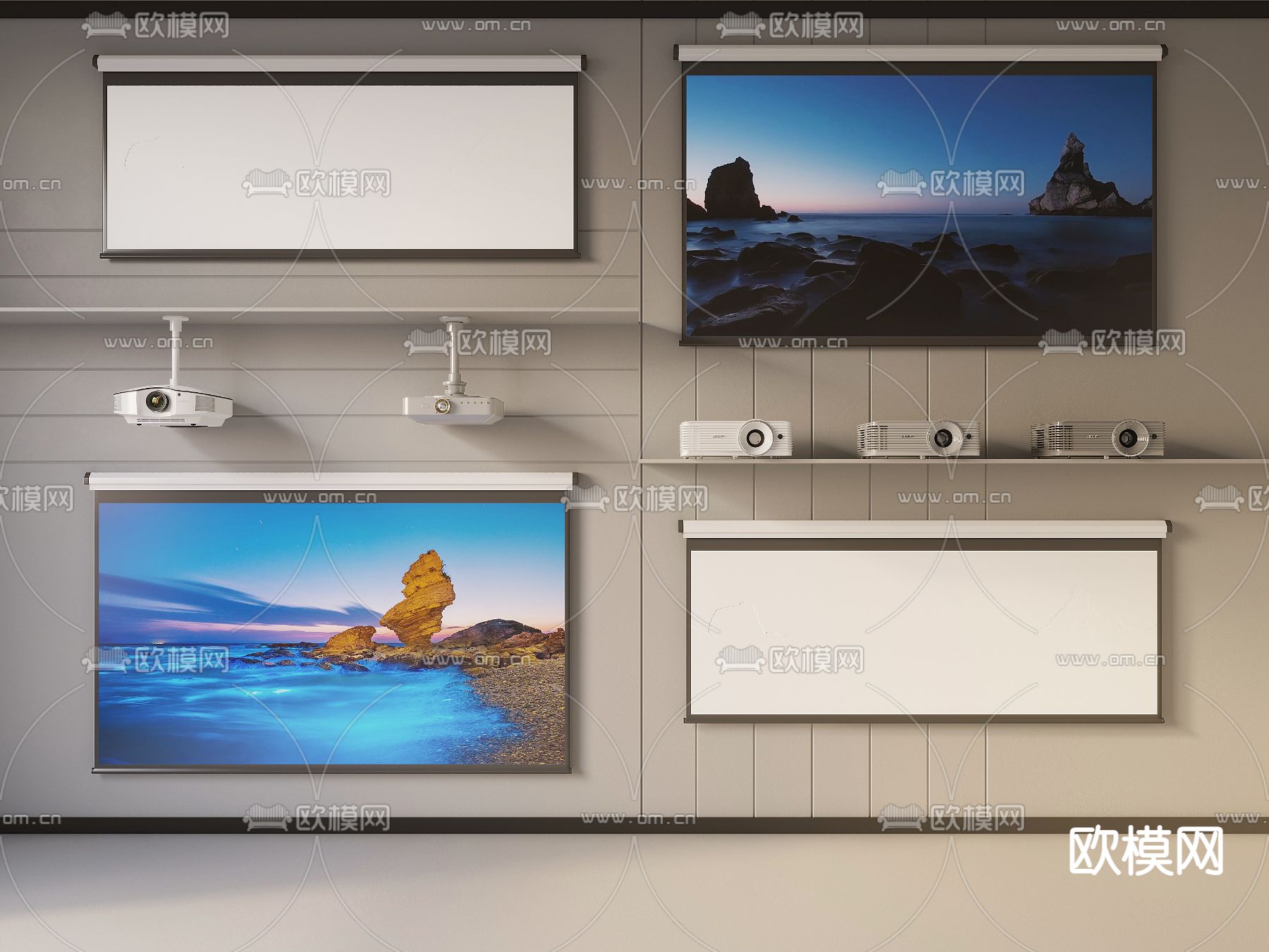 现代投影仪幕布su模型下载（渲染图1）
