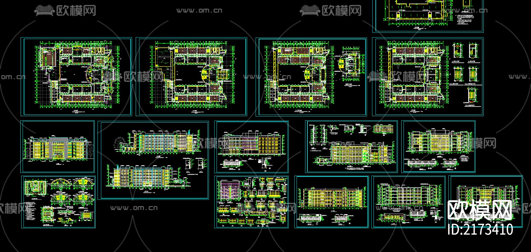 教学楼全套建筑CAD施工图下载（渲染图1）