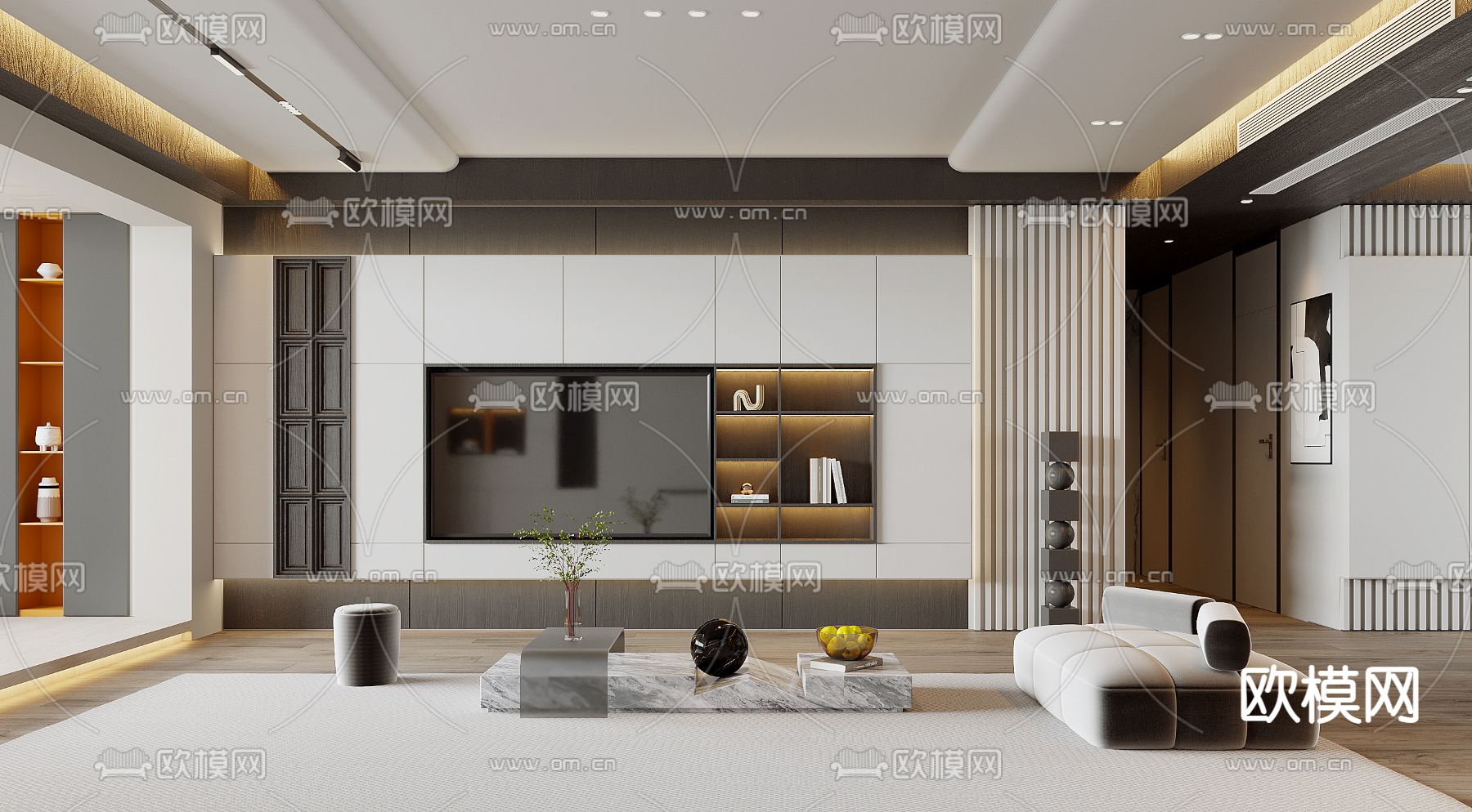 现代简约客餐厅3d模型下载（渲染图4）