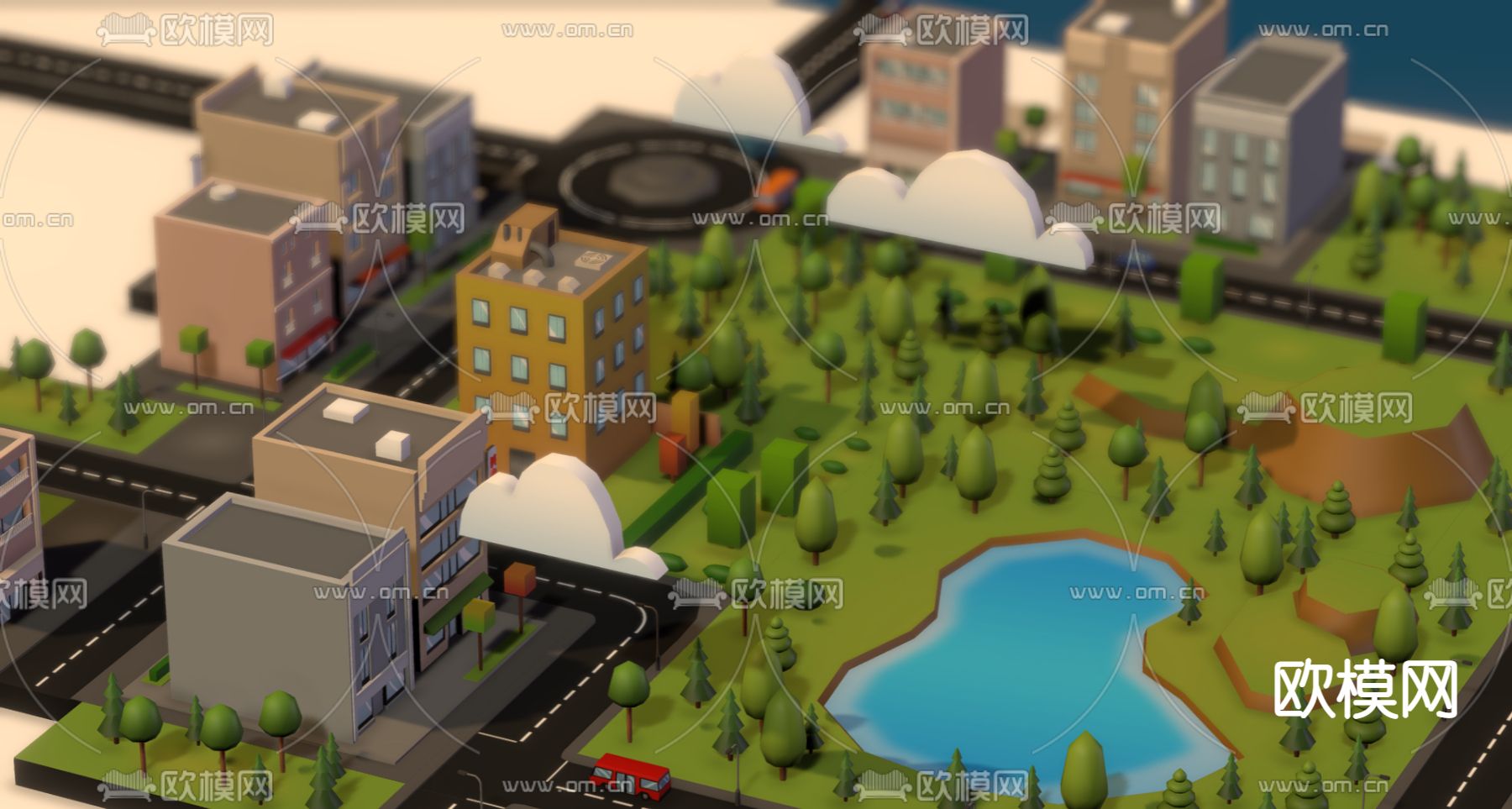 现代儿童卡通沙盘模型玩具免费3d模型下载（渲染图2）