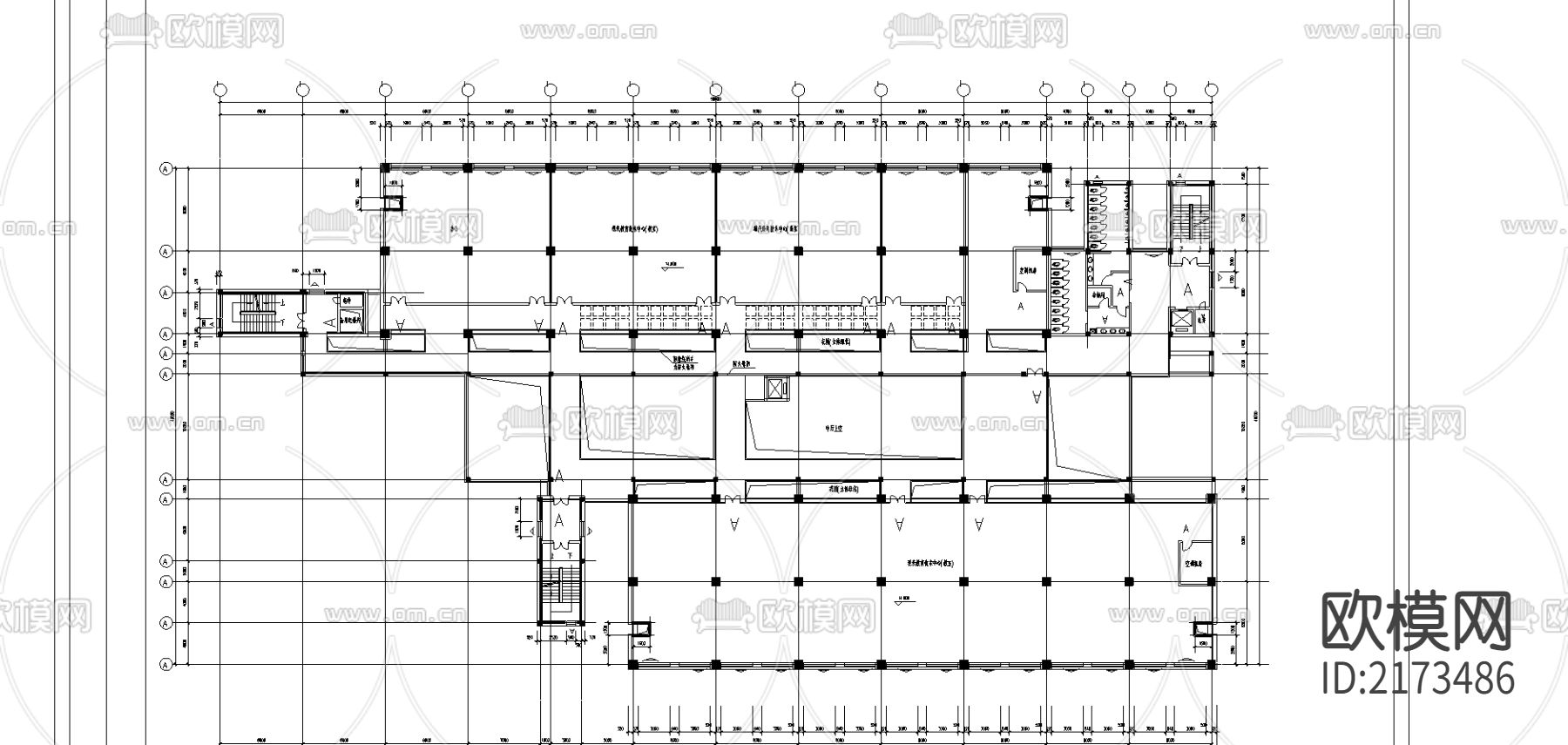 大学图书馆建筑CAD施工图下载（渲染图2）