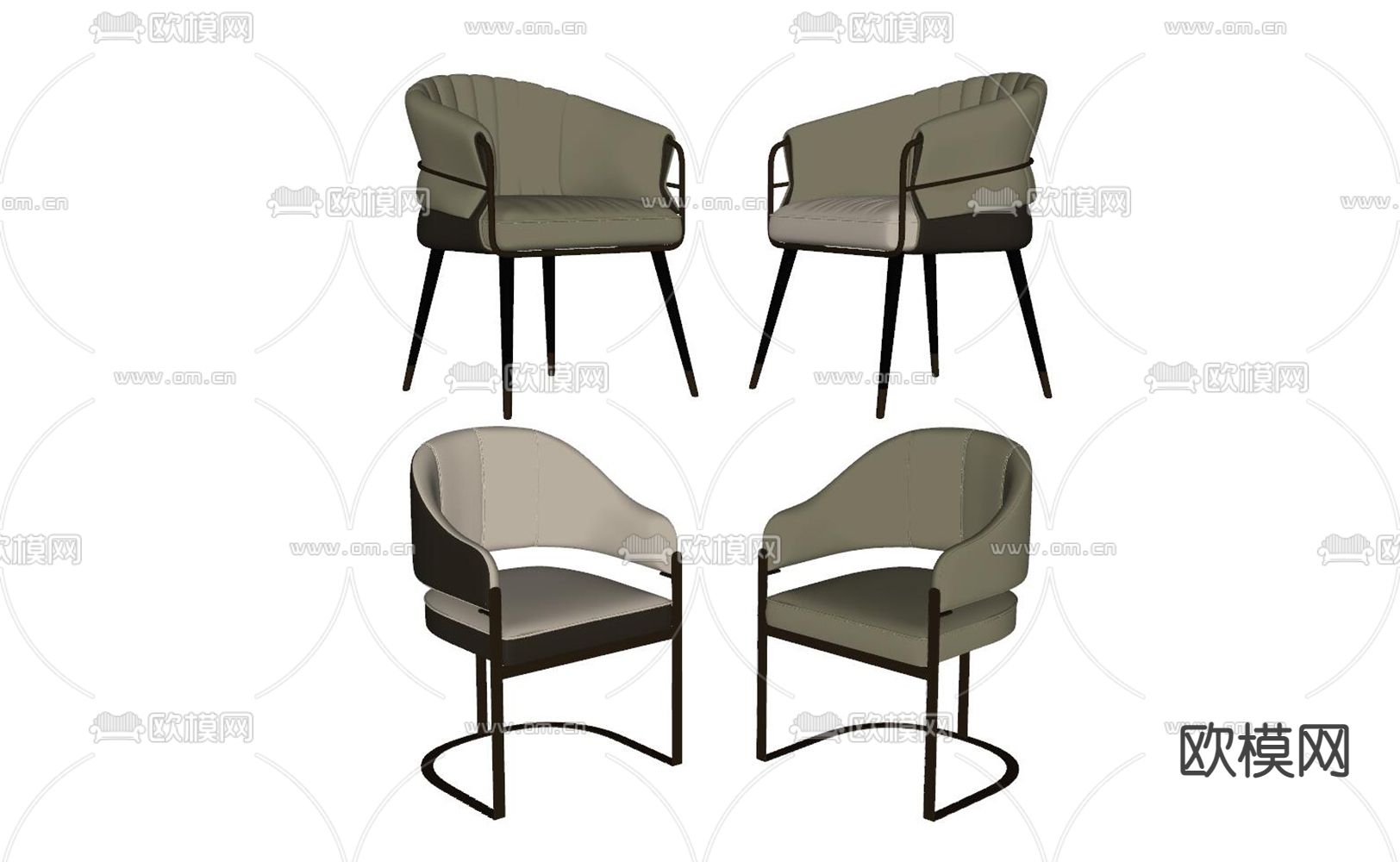 现代布艺单椅su模型下载（渲染图2）