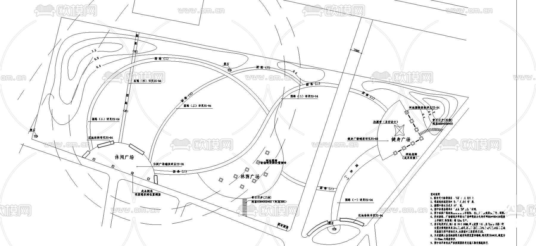 西三环总平面CAD施工图下载（渲染图1）