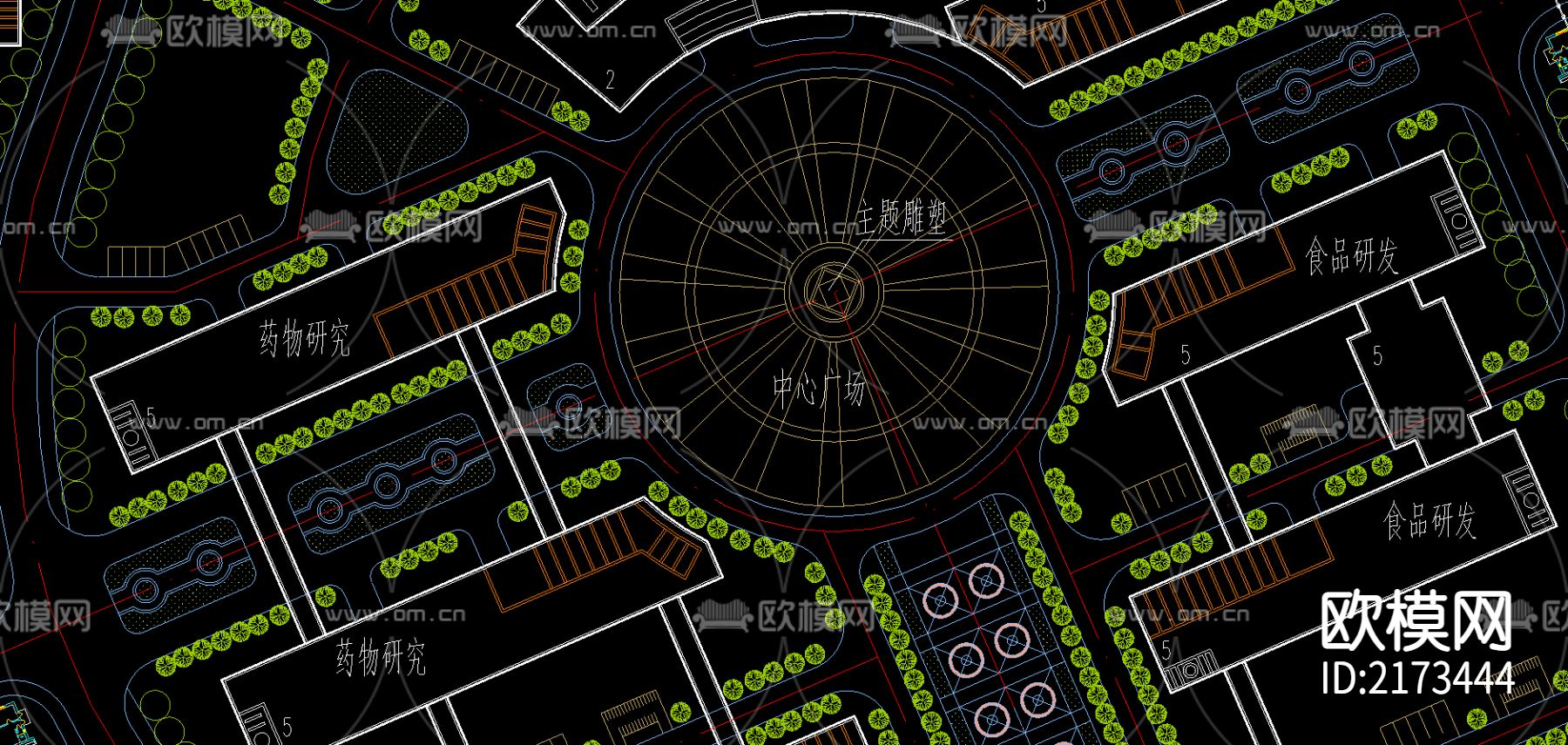 某大学规划图CAD施工图下载（渲染图4）