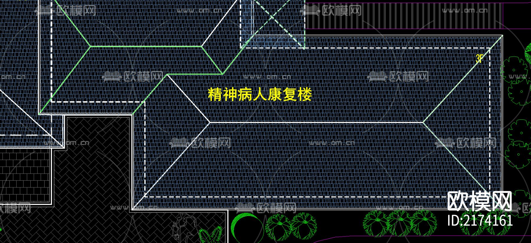 福利院总平面图cad图库下载（渲染图2）