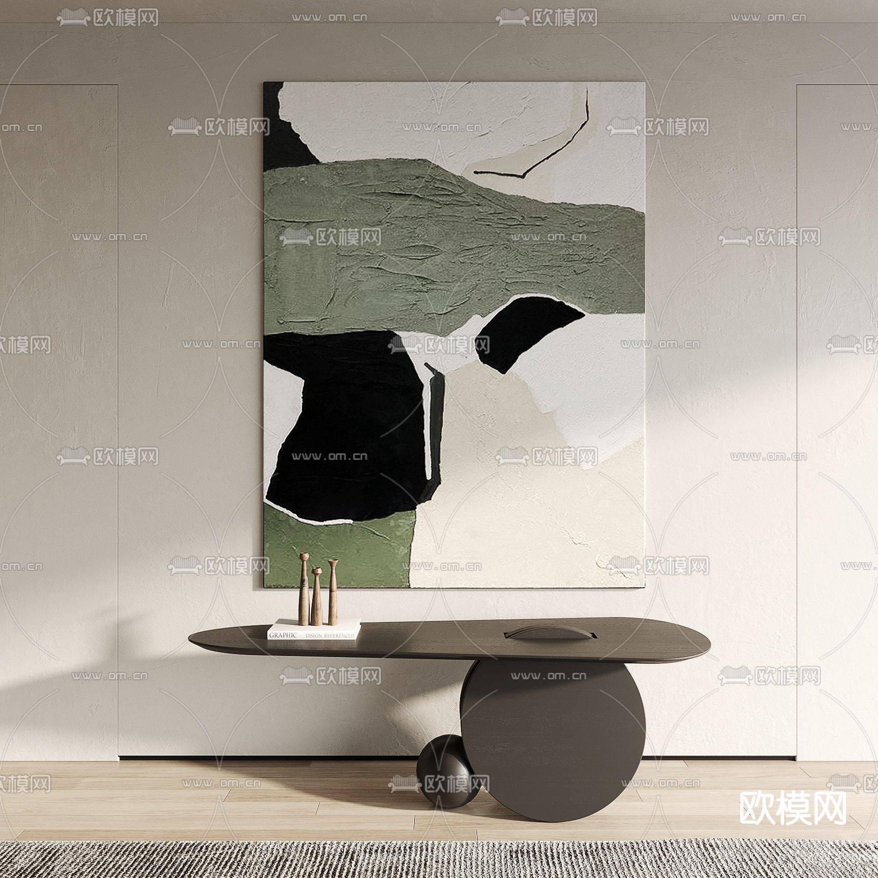 侘寂风装饰画su模型下载（渲染图1）